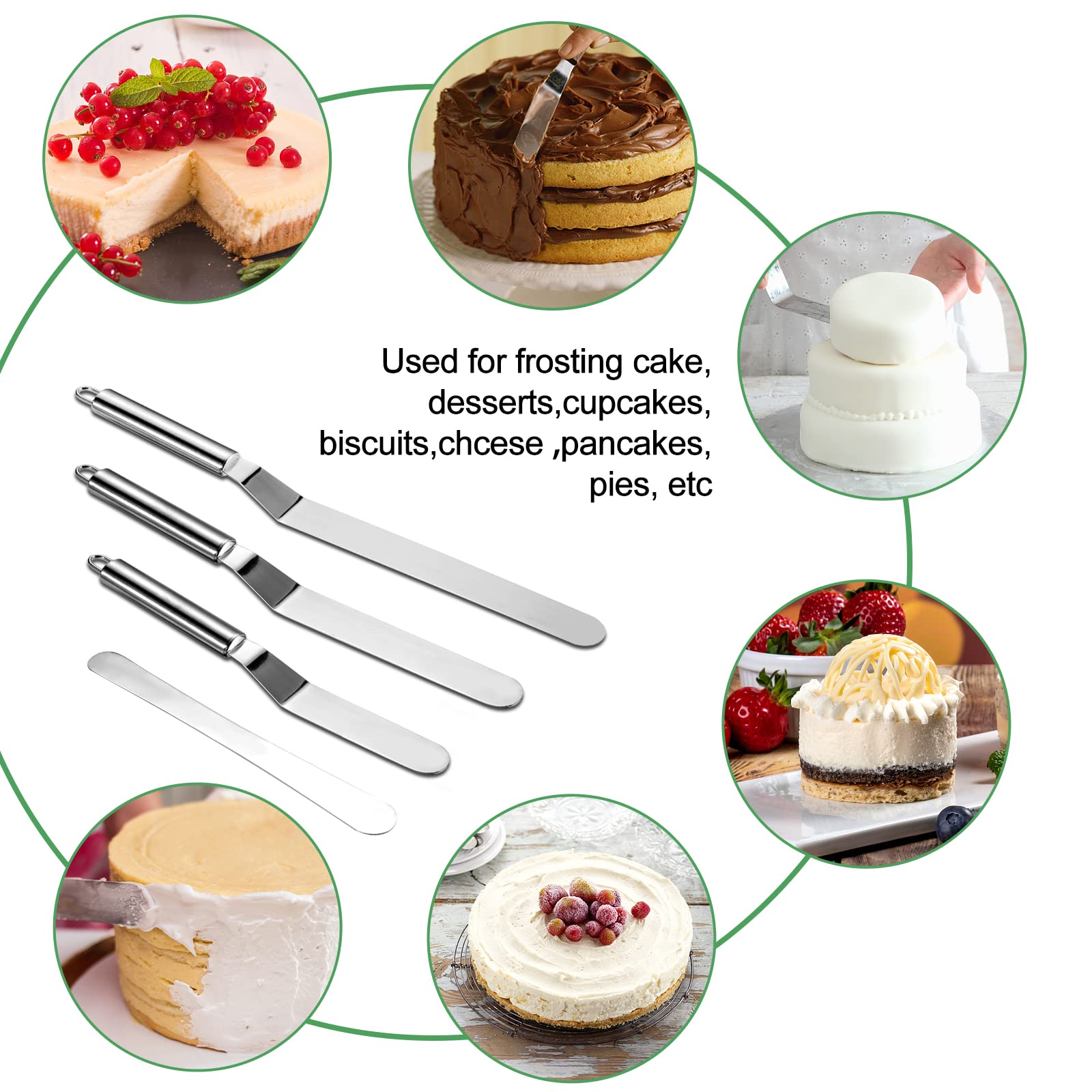 Vinabo 4-Piece Icing & Decorating Spatula Set - Stainless Steel Palette Knife Kit | 27, 32, 37cm 2