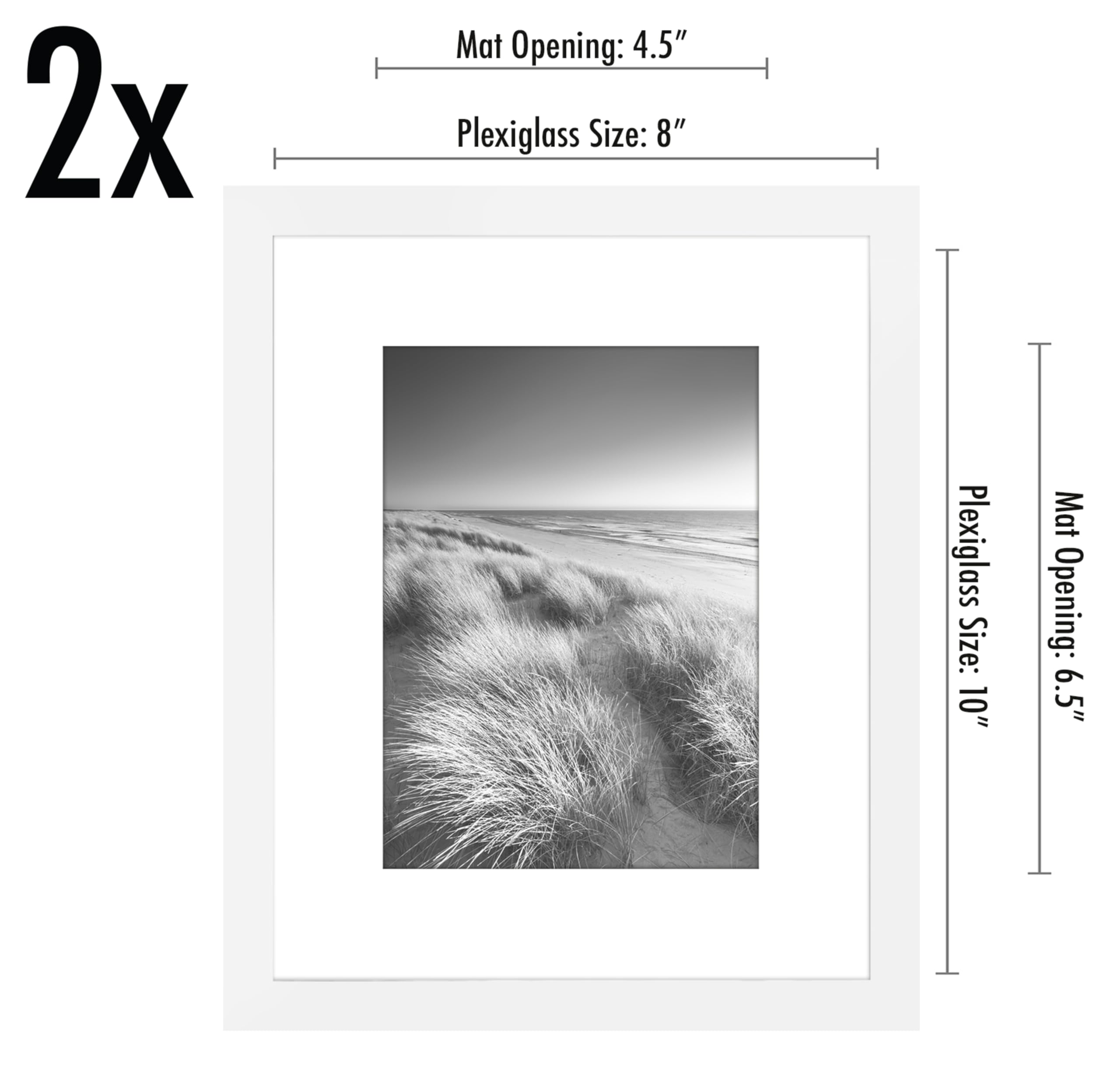 Americanflat 8x10 Photo Frames in White - Set of 2 | Fits 7x5 with Mount | Wall & Tabletop Display