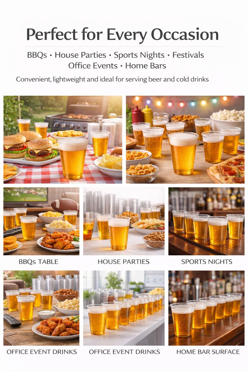 1ABOVE Half Pint Plastic Beer Glasses - 50 Pack, 330ml Capacity, Heavy Duty Transparent Tumblers 6