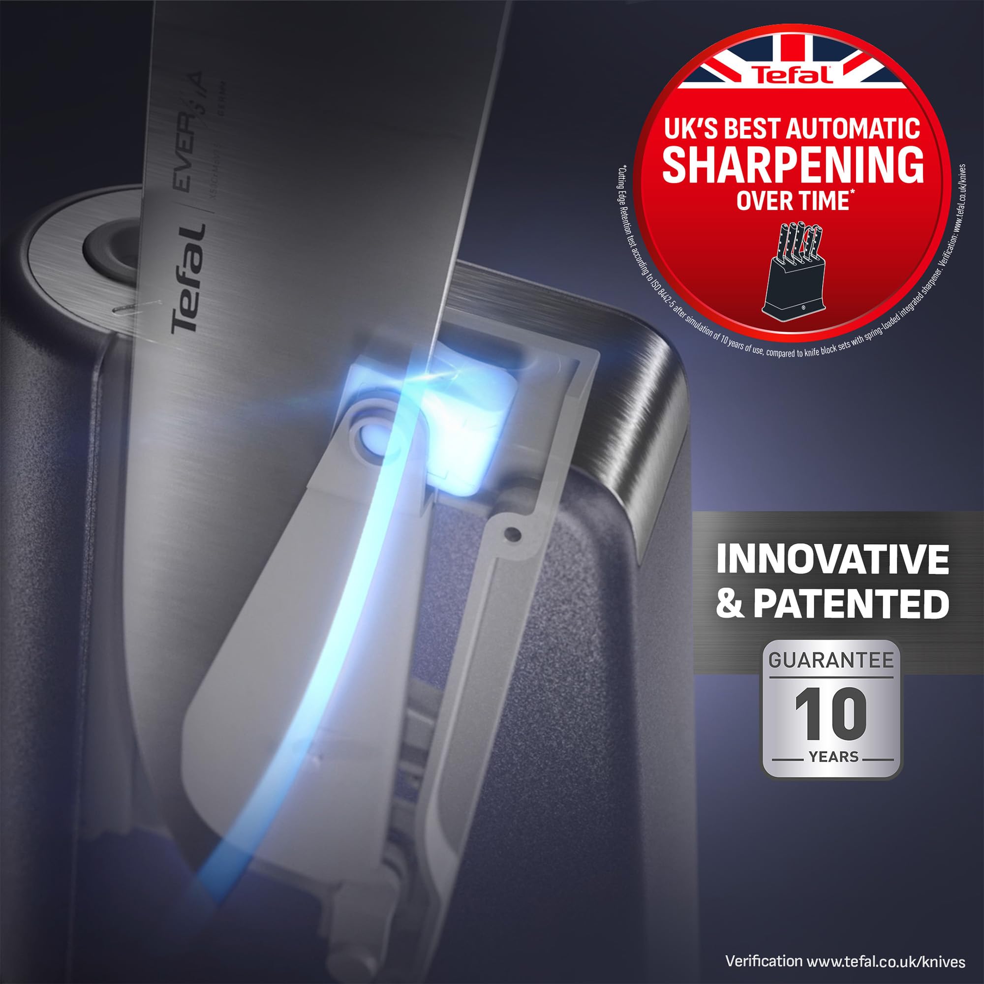 Tefal EverSharp Pro 6-Pc Knife Set with Automatic Sharpener | German Stainless Steel | K297S744 3