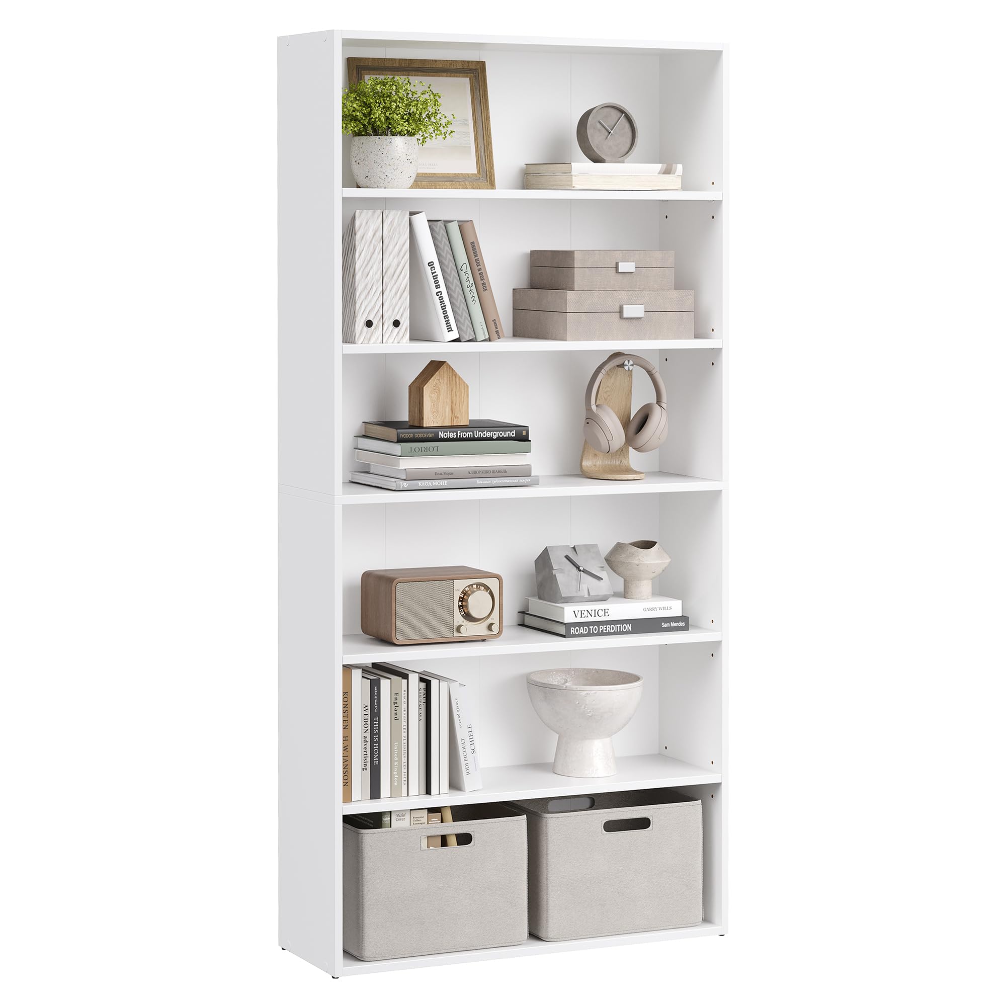 VASAGLE 6-Tier Bookcase - Open Storage Shelf | Cloud White | 24 x 80 x 160.7 cm 1