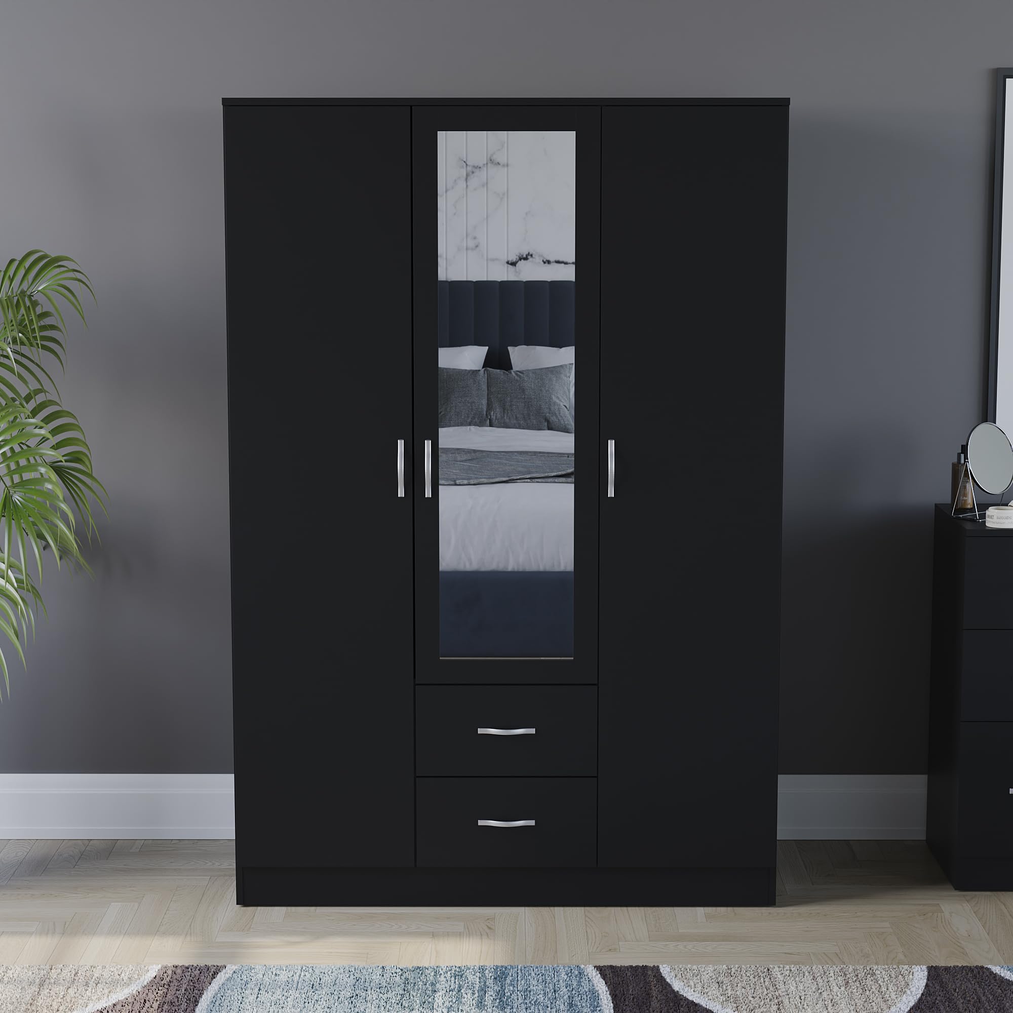 Vida Designs Riano Wardrobe - Engineered Wood Storage | H170 x W115.4 cm | Black 4