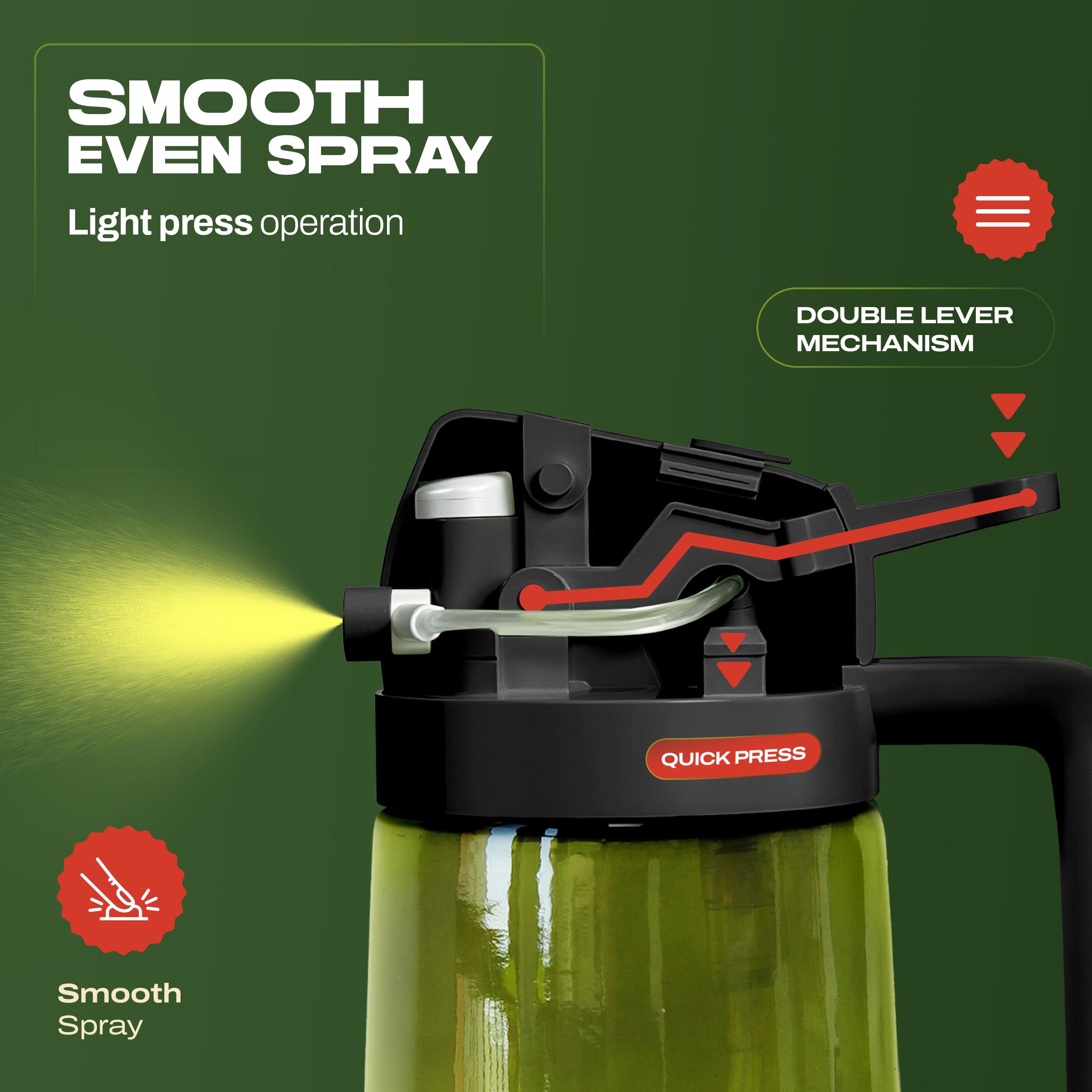 PORTENTUM Olive Oil Spray Bottle for Cooking - 470 ml | 2 in 1 Spray & Pour | Green Glass 6