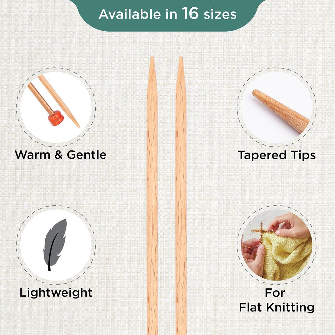 KnitPro Basix Single Pointed Knitting Needles - 25 cm Length, 4.00mm Size | Lightweight Beech Wood 3
