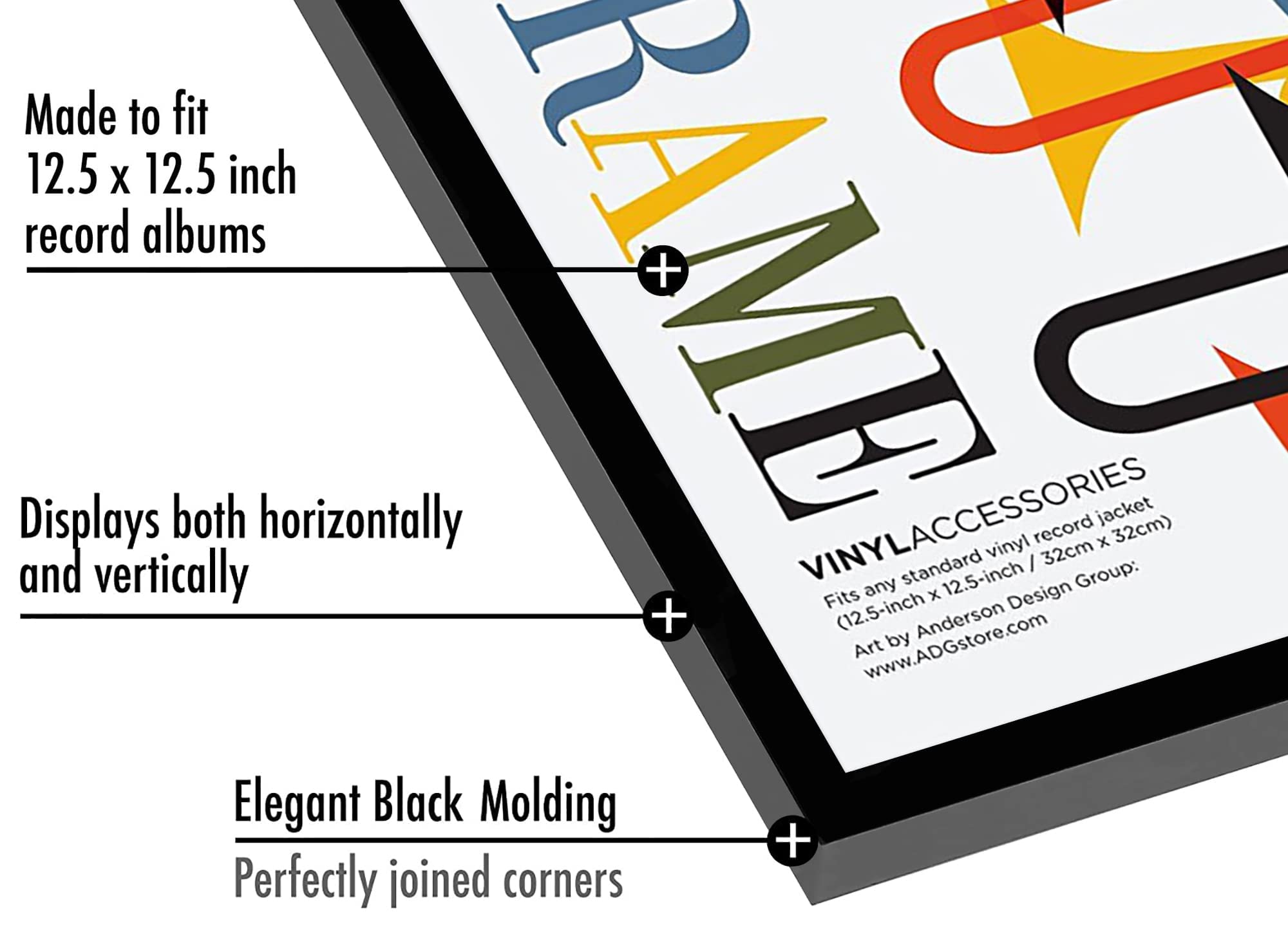 Americanflat Vinyl Frame - 32x32 cm Black Aluminum with Polished Plexi Cover | Set of 4 5