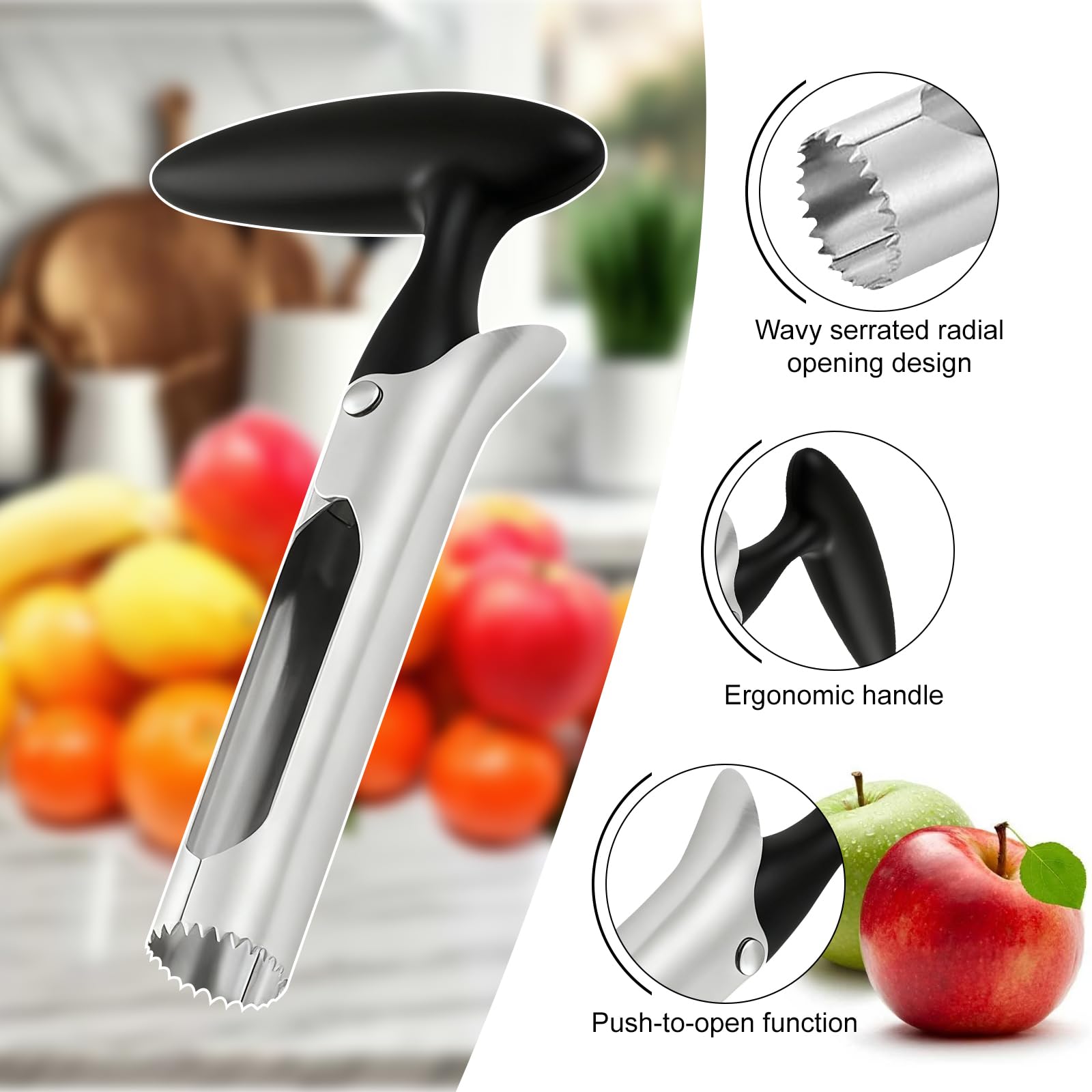 Lafefe Apple Corer Remover with Serrated Stainless Steel Blade and ABS Handle 3