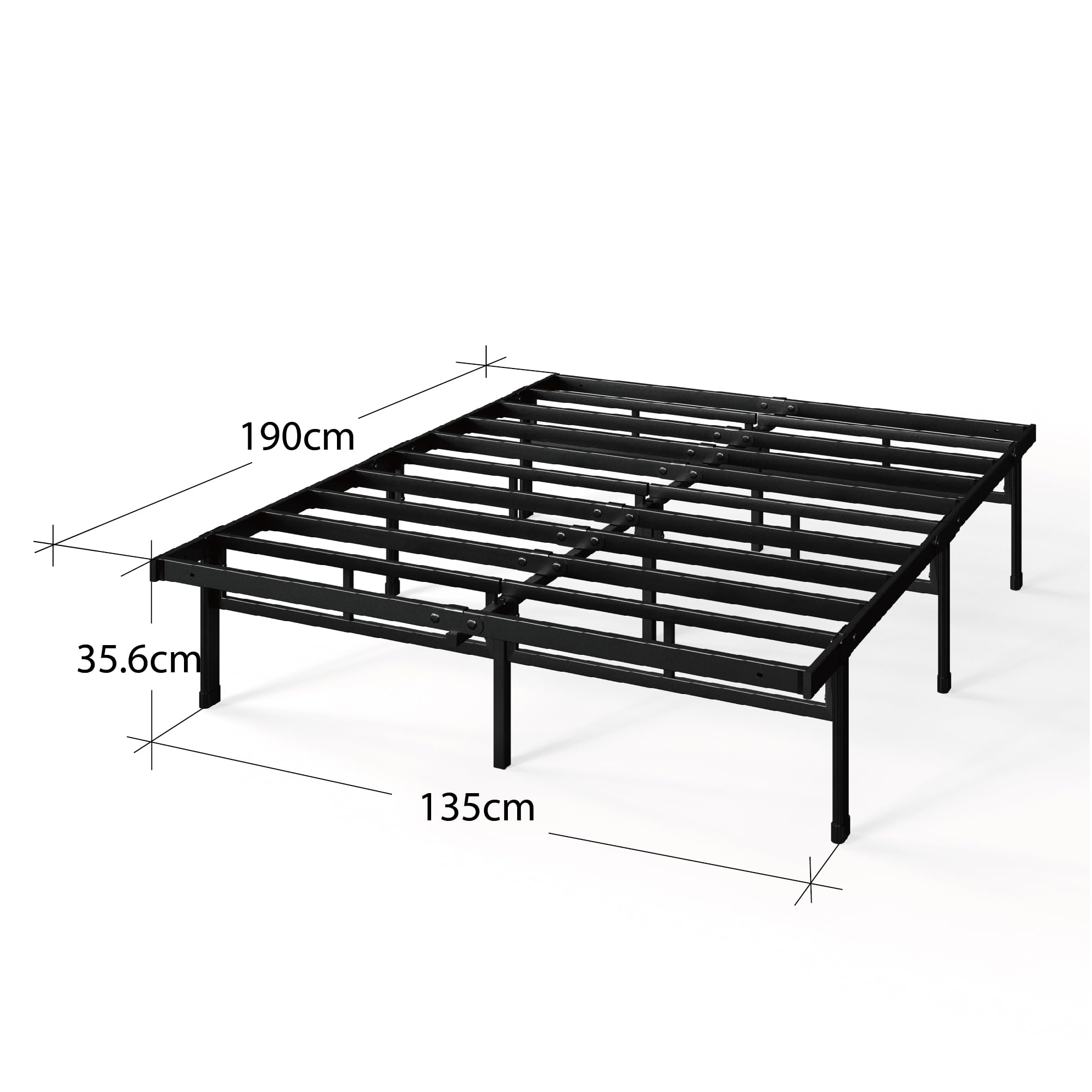 Zinus Justin Double Bed Frame - 4ft6 (135 x 190 cm) - 14.2'' Height - Metal 2