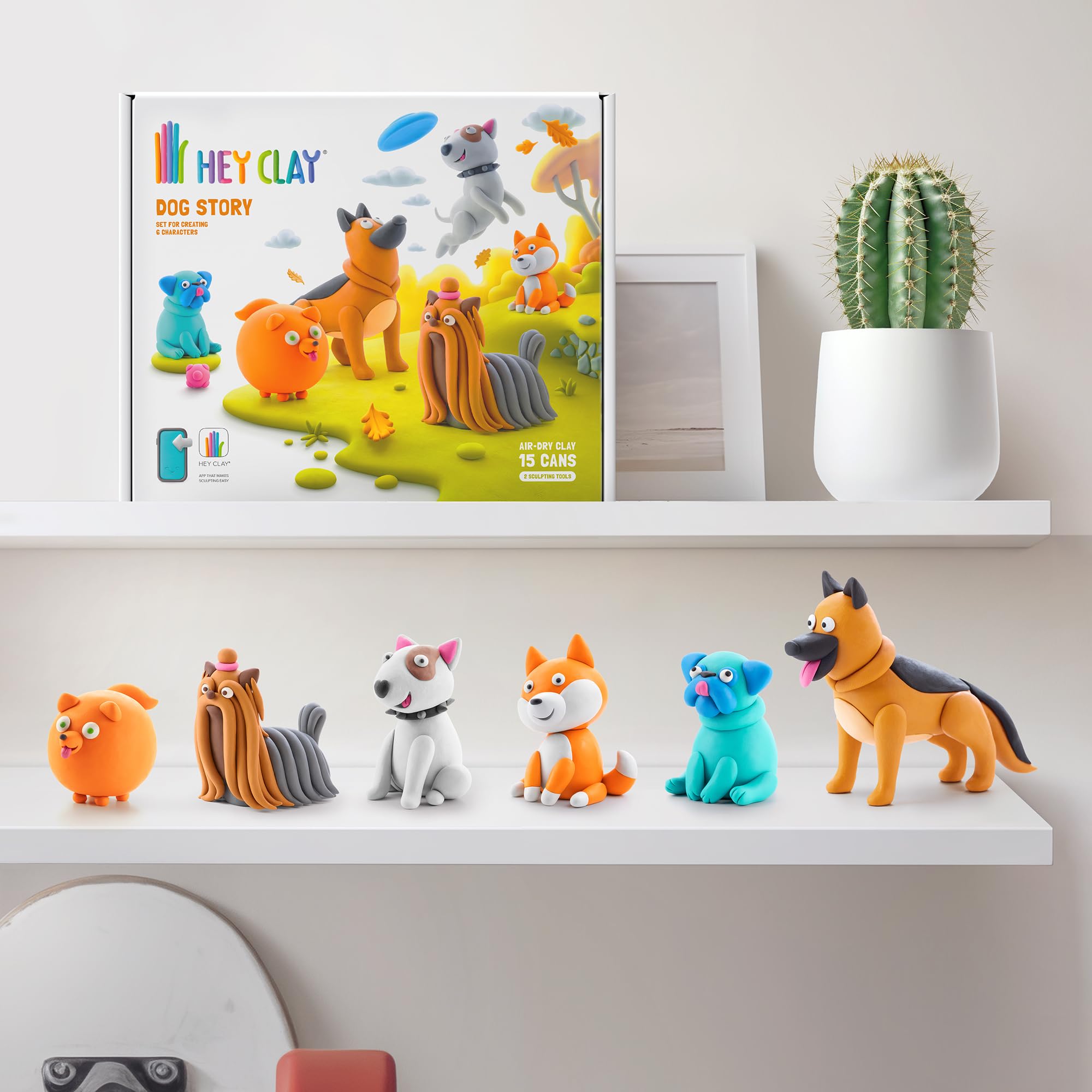 HEY CLAY Dog Story Modeling Clay Set - 15 Cans, Air Drying, Non-Toxic | Ages 3+ 9
