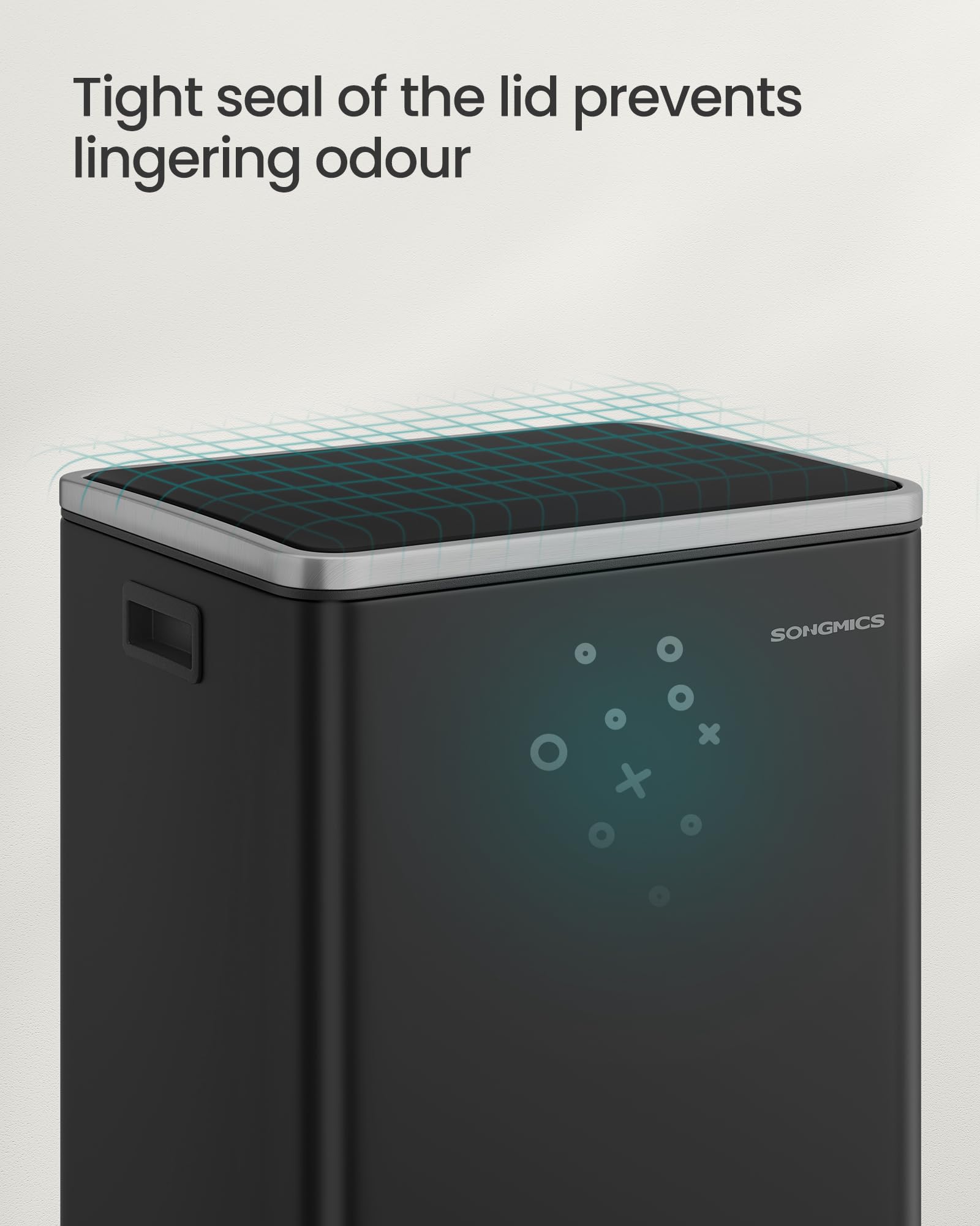 SONGMICS 50L Stainless Steel Kitchen Bin with Foot Pedal | Ink Black | Rust & Fingerprint Resistant 7