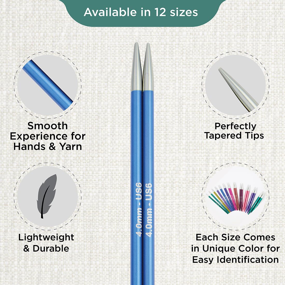 KnitPro Zing Interchangeable Circular Knitting Needles - 4.00mm Aluminium, Multi-Colour | Smooth Joins 3