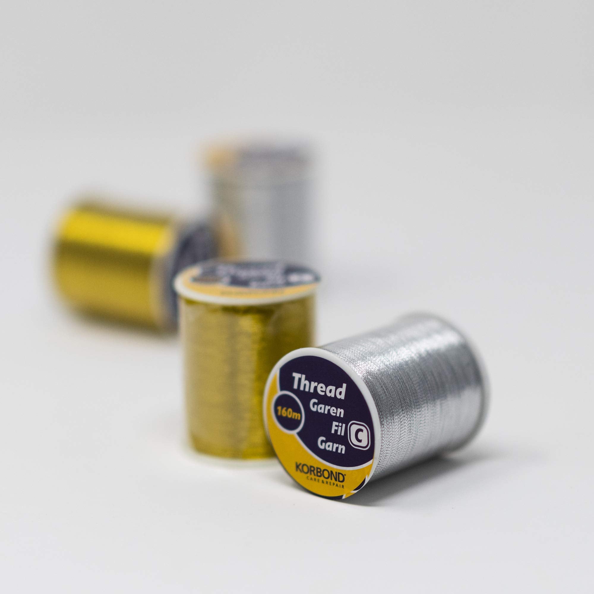 KORBOND 320m Sewing Thread - 2 Spools Silver & Gold Polyester for Hand and Machine Use 4