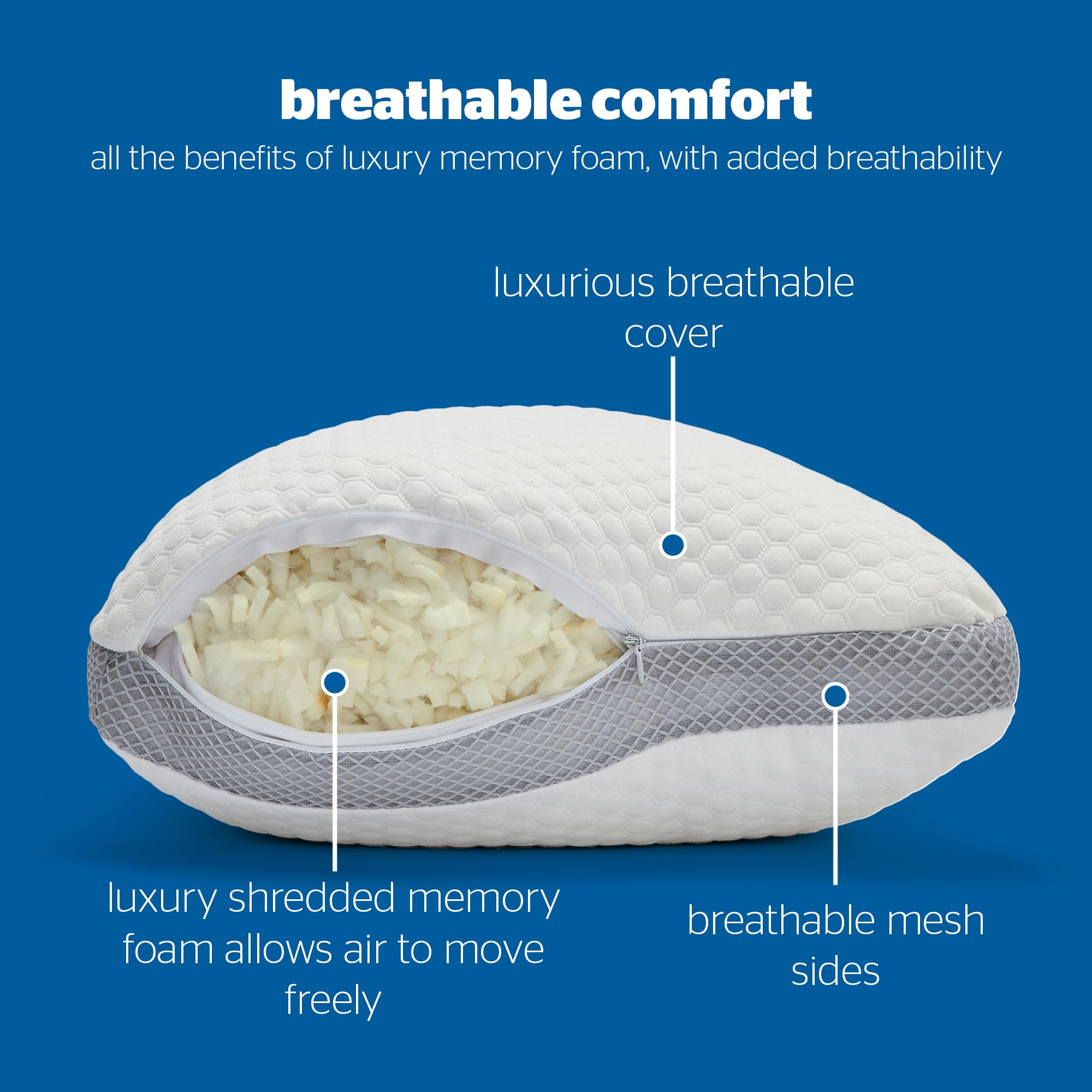 Silentnight Adjustable Shredded Memory Foam Standard Pillow - Hypoallergenic, White, 1 Pack 4