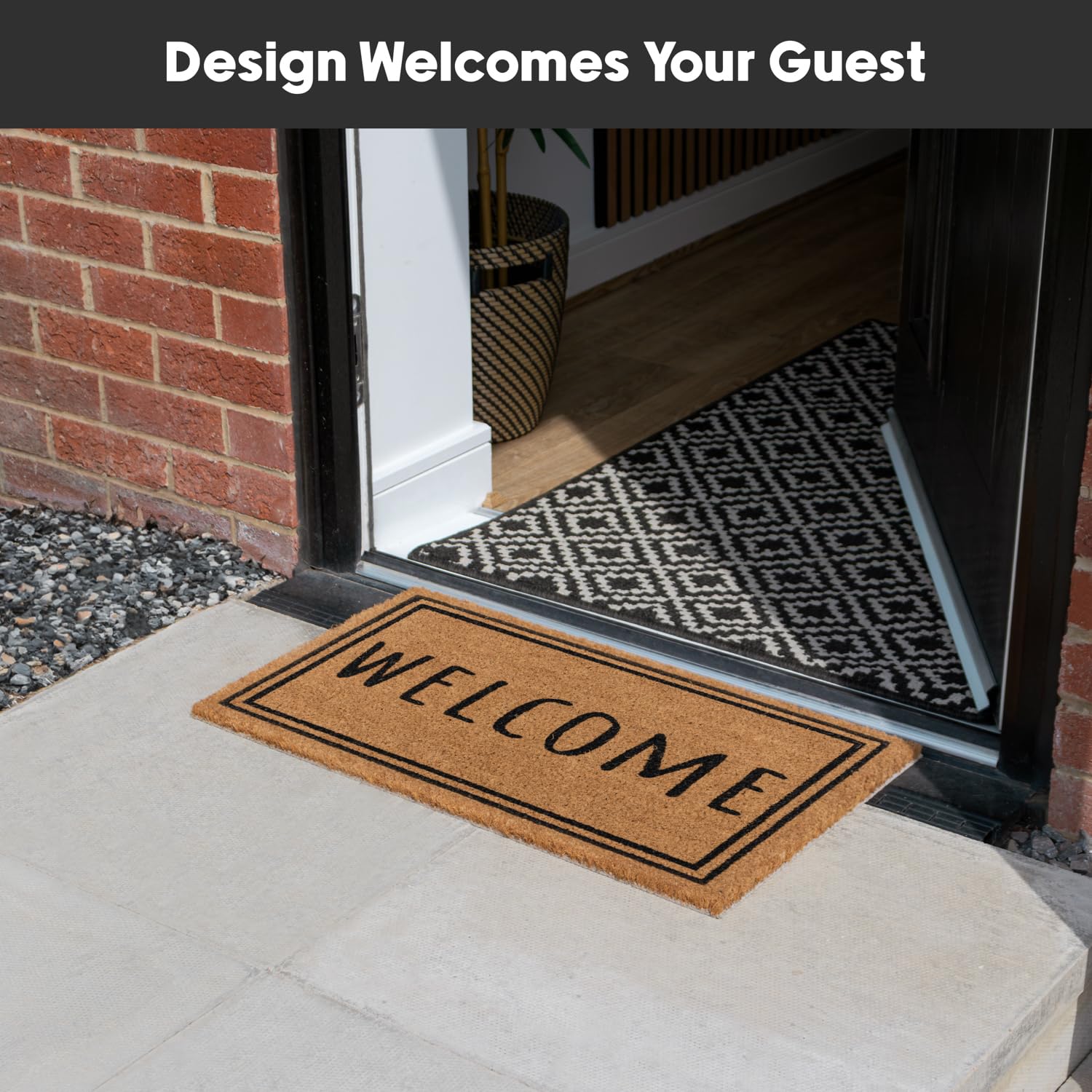 JVL Eco-Friendly Coir Entrance Doormat - Latex Backed | 40x60cm | Welcome Border 6