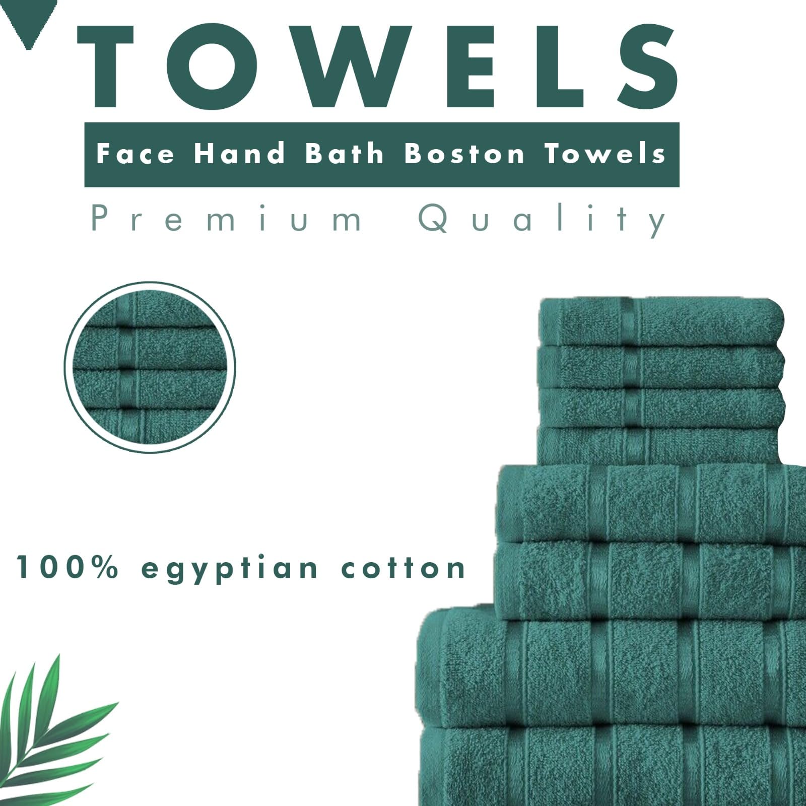 FAIRWAYUK Boston 8-Piece Towel Bale Set - 100% Egyptian Cotton, Super Soft, Teal 2