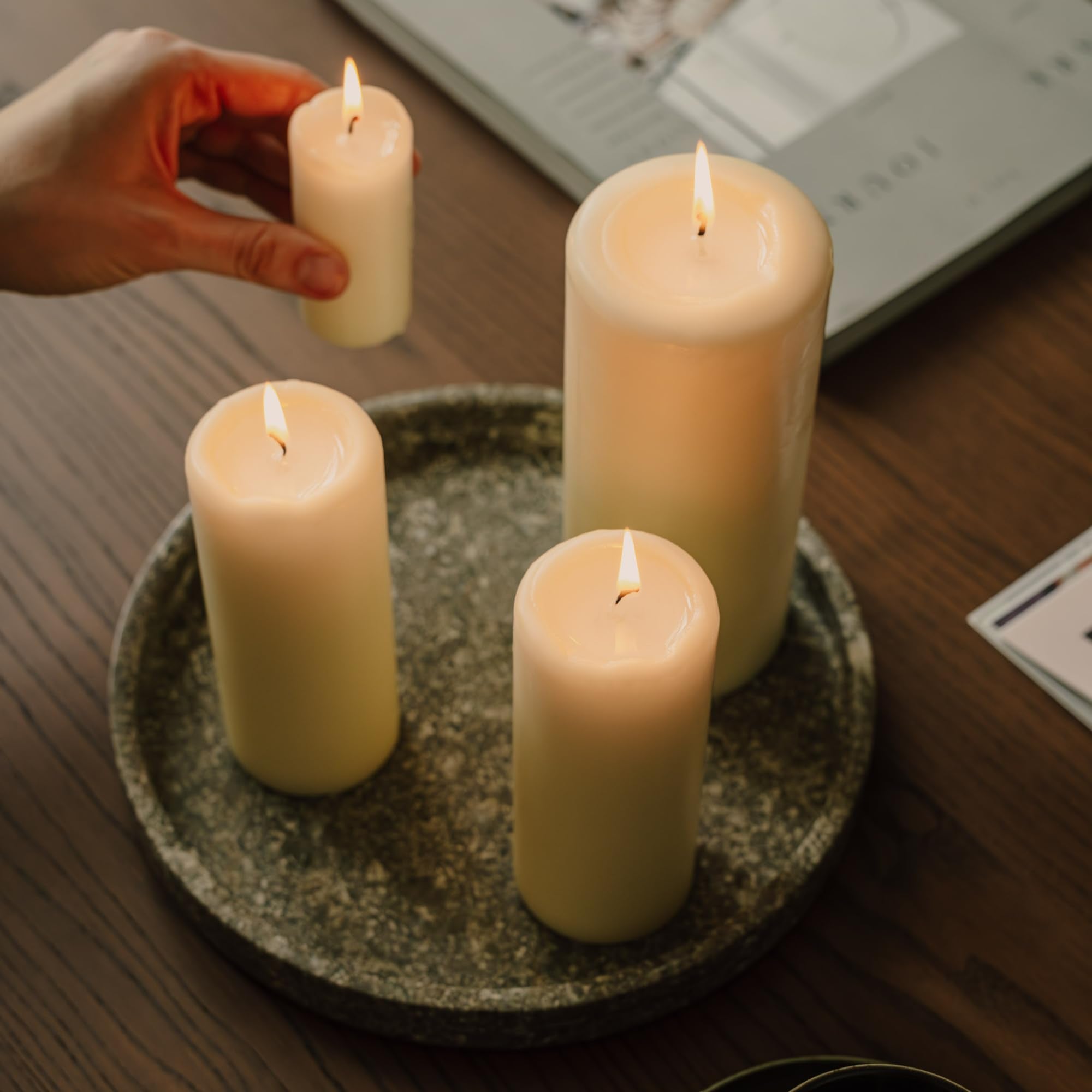 Spaas Unscented Pillar Candles Tray of 20 | D 40mm x H 110mm | 13 Hours Burn Time | Ivory