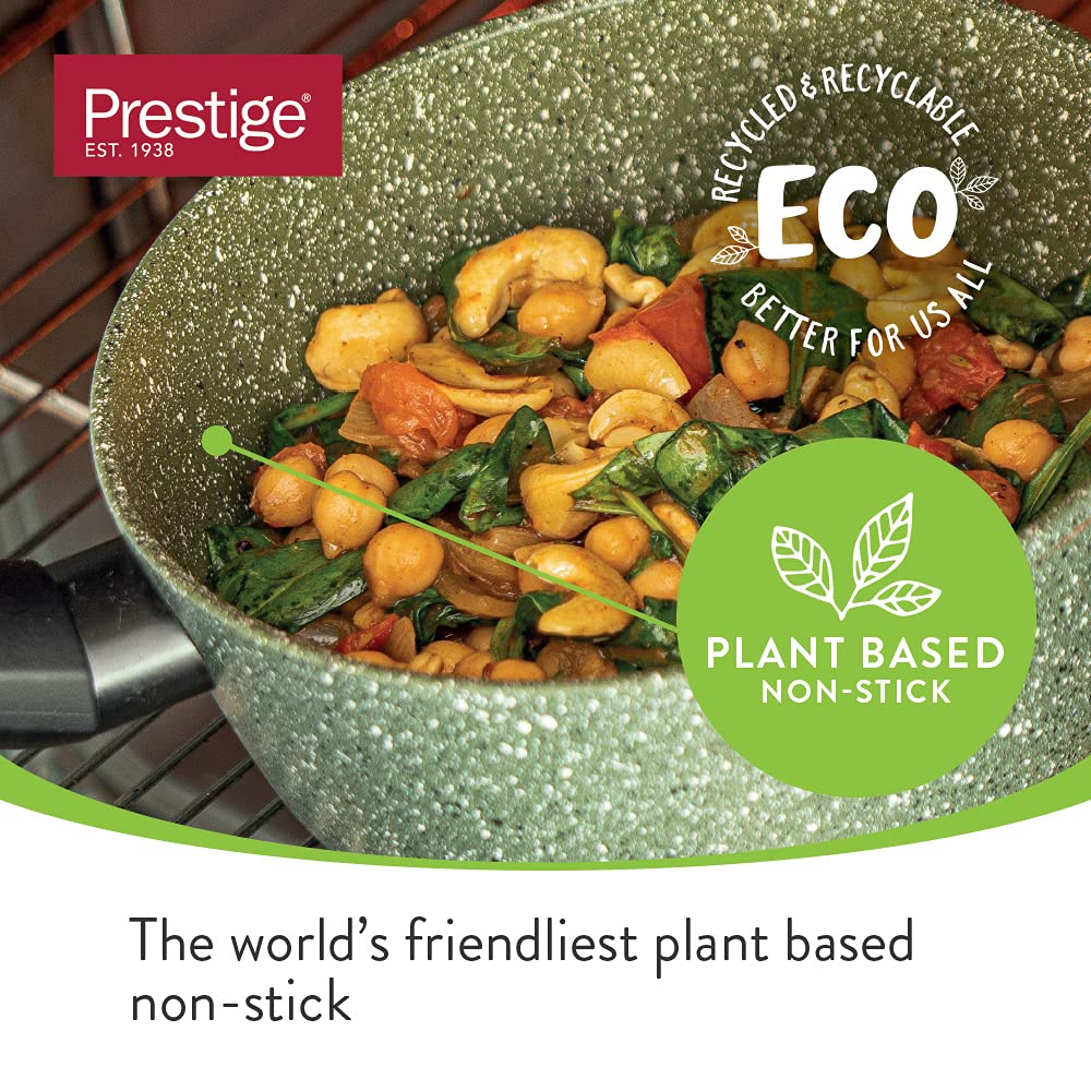 Prestige Eco Non-Stick Frying Pan Set of 2 - Induction Ready, Green Aluminium 5