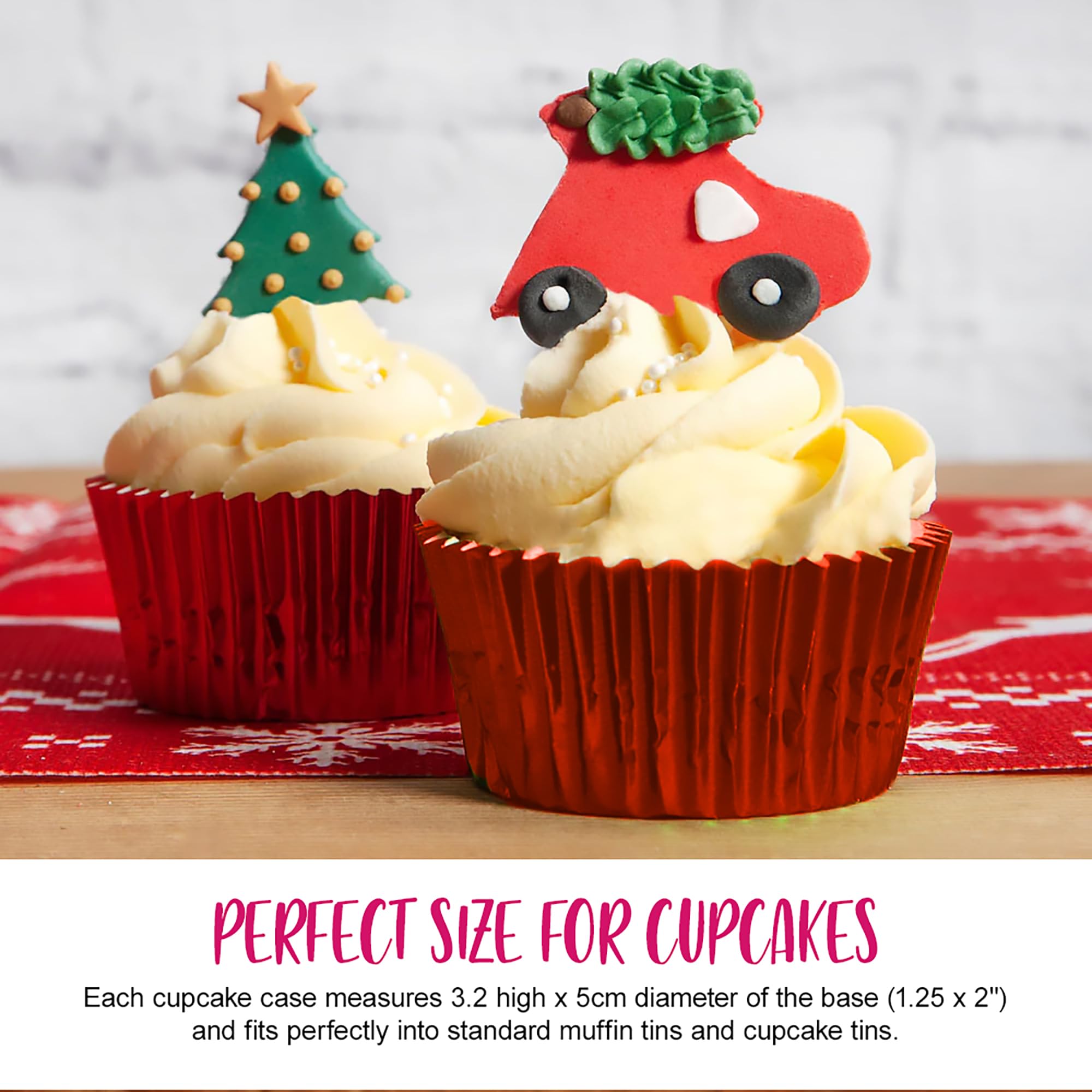 Anniversary House Red Foil Cupcake Cases - 45 Count | Heavy-Duty Foil | Fits Standard Tins 3