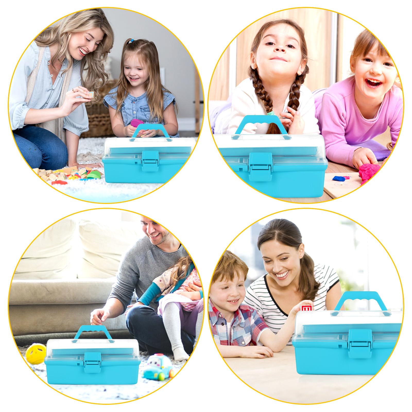 ASelected 3 Layer Craft Storage Box - Blue Plastic Organizer with Trays | 30.5 x 18 x 15 cm 7