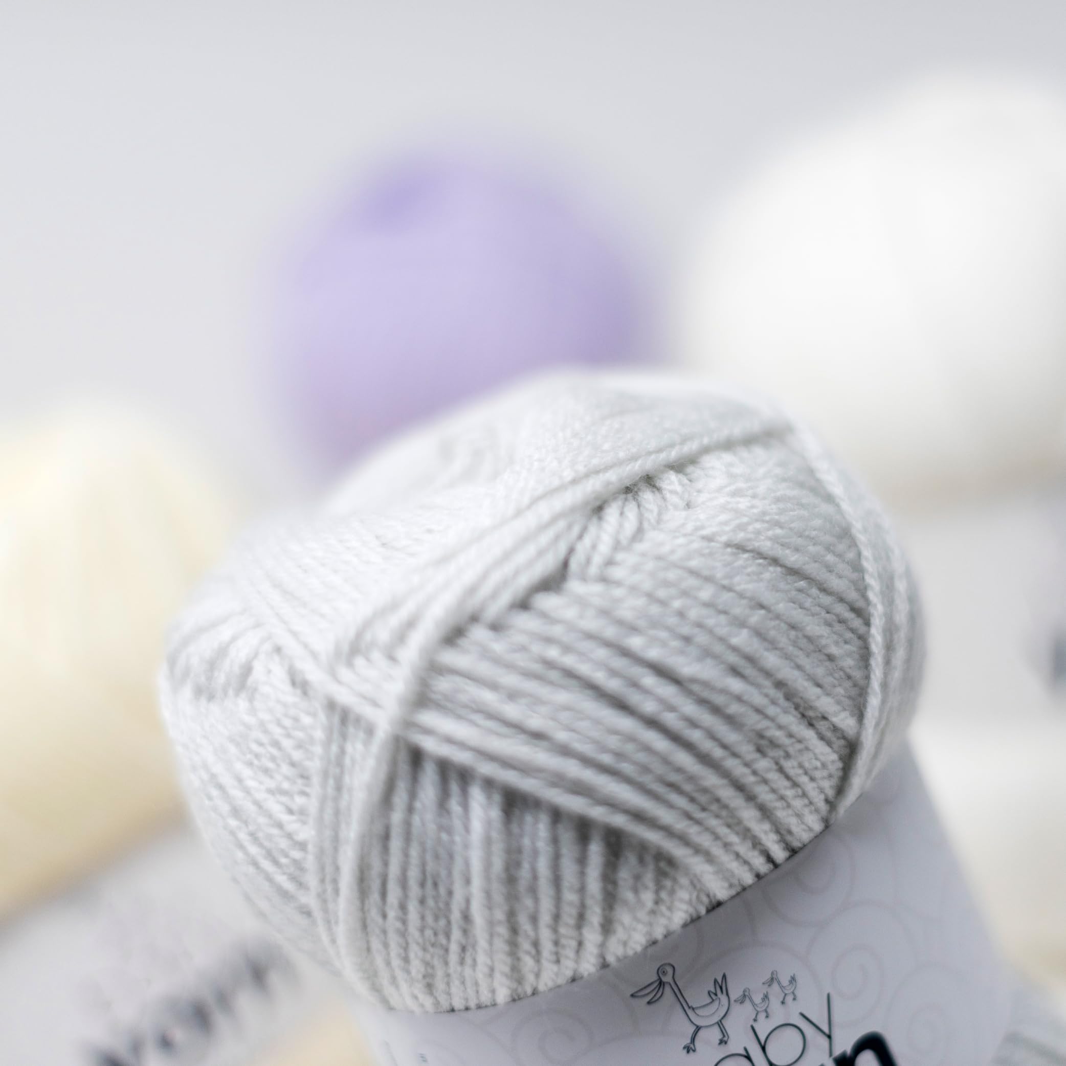KORBOND Baby Lilac Yarn - 100g Acrylic Wool | Hypoallergenic & Washable 5