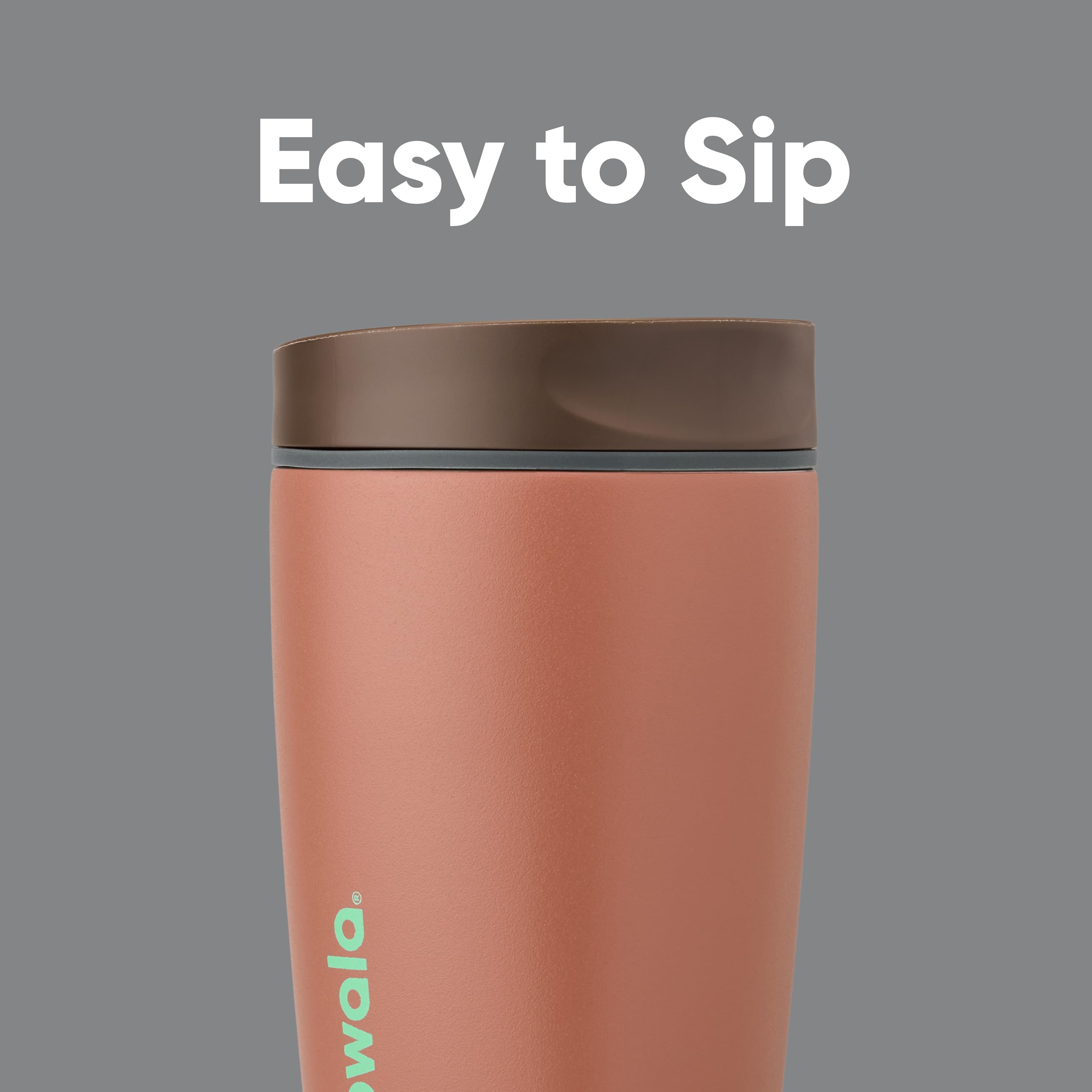 Owala SmoothSip Slider Insulated Stainless Steel Coffee Tumbler, 355ml, Cozy Cocoa