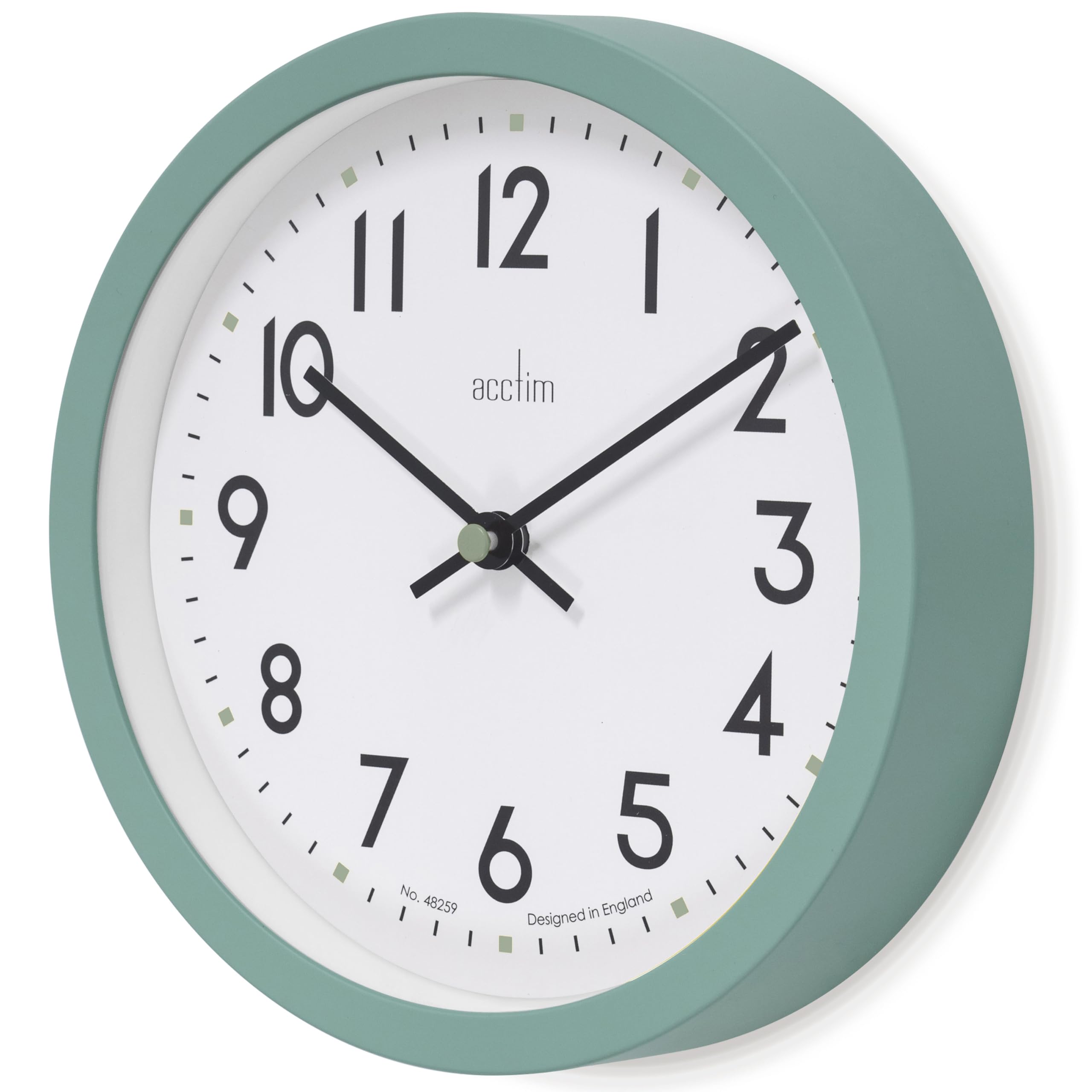Acctim Elstow Wall Clock - 20cm Diameter Plastic Case | Quartz Movement | Meadow Green