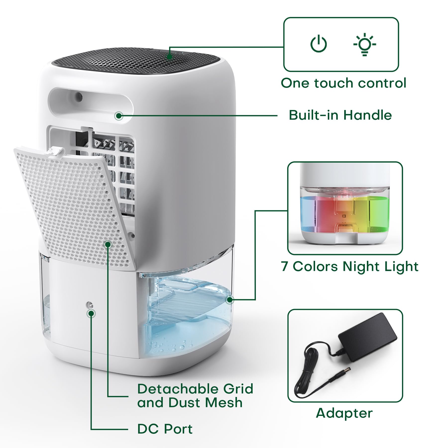 CONOPU 1000ml Dehumidifier for Home - Peltier Technology, Auto Off, Coloured LED | 450ml/Day 9