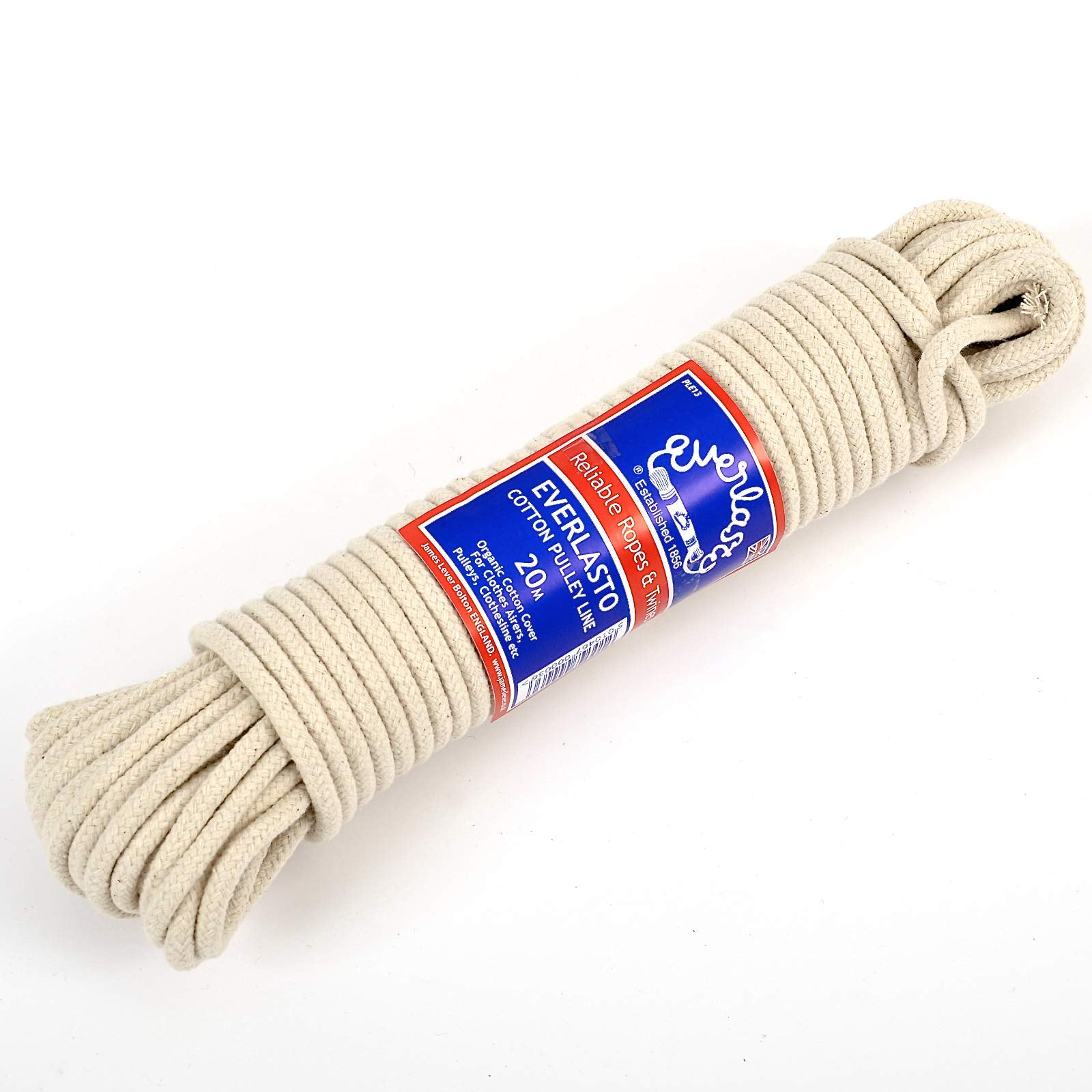 EVERLASTO Natural Cotton Clothesline - Strong Polypropylene Core | 5.5mm x 10M | Made in UK 1