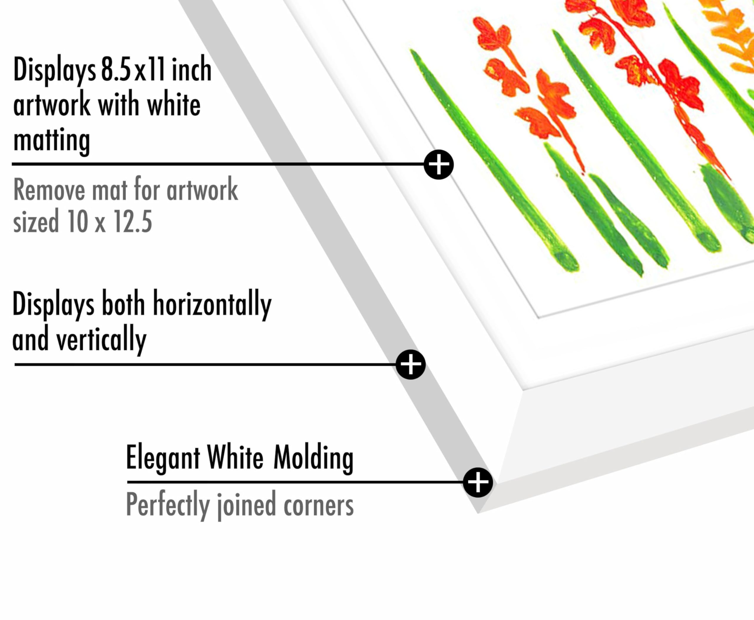 Americanflat A4 Kids Artwork Display Frame in White - Front-Loading, Holds 100 Pieces | 25.5x32 cm 3