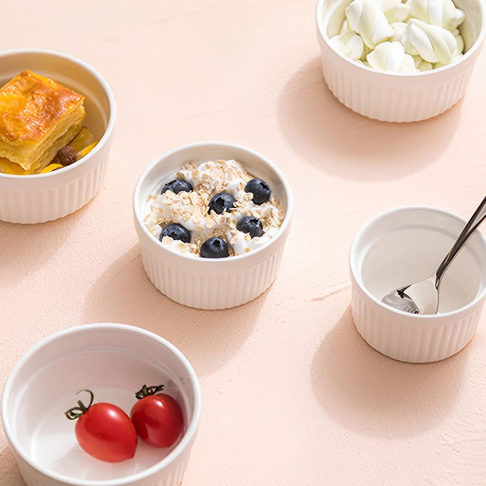 ASelected White Porcelain Ramekins Set of 8 - 7 CM Diameter, 90 ML Capacity, Oven Safe 5