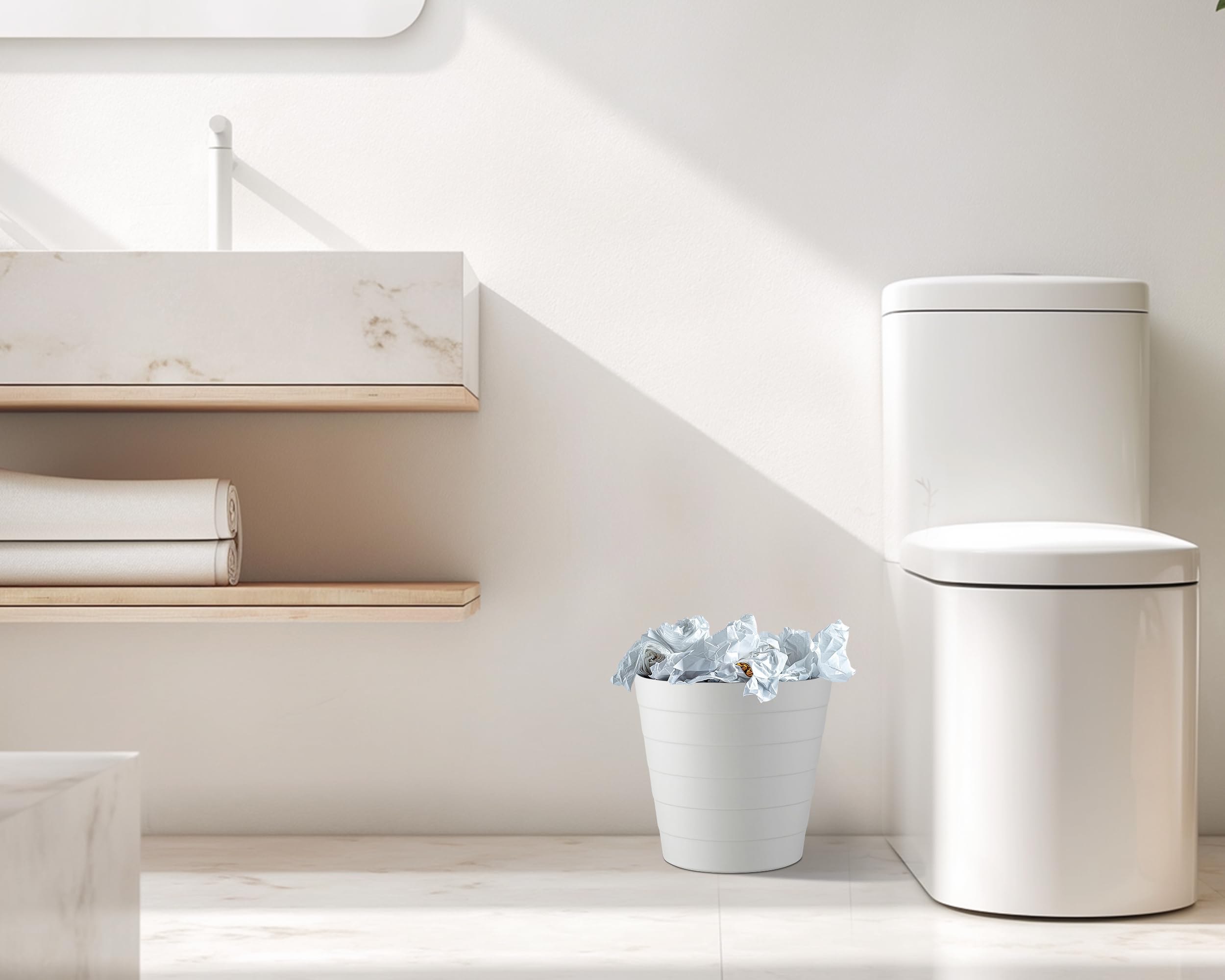 Zuvo Plastic Paper Bin - 5L Capacity | Shatter-Proof | White | 29.5 x 24 x 30.5 cm 9