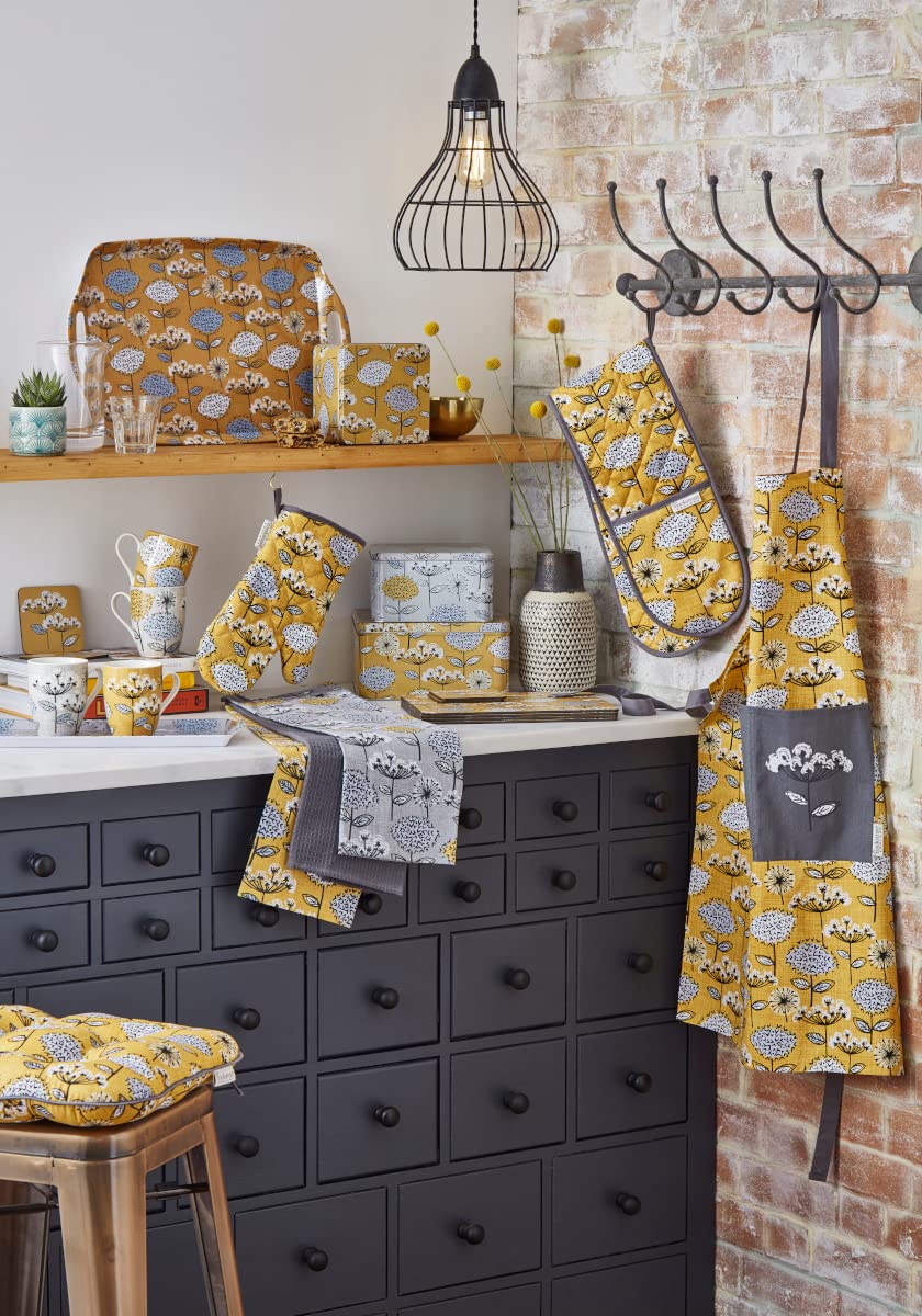 Cooksmart Pack of 3 Cotton Tea Towels - Super Absorbent | Mustard Color | British Designed 3