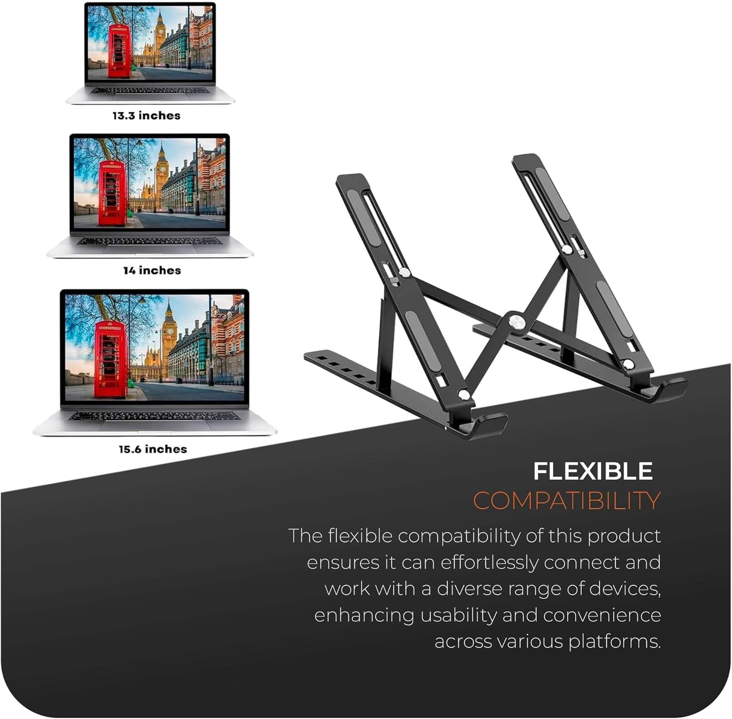Roe Tenpo Adjustable Laptop Stand for Desk - 6-Angle Riser, Aluminum Alloy, Portable 7