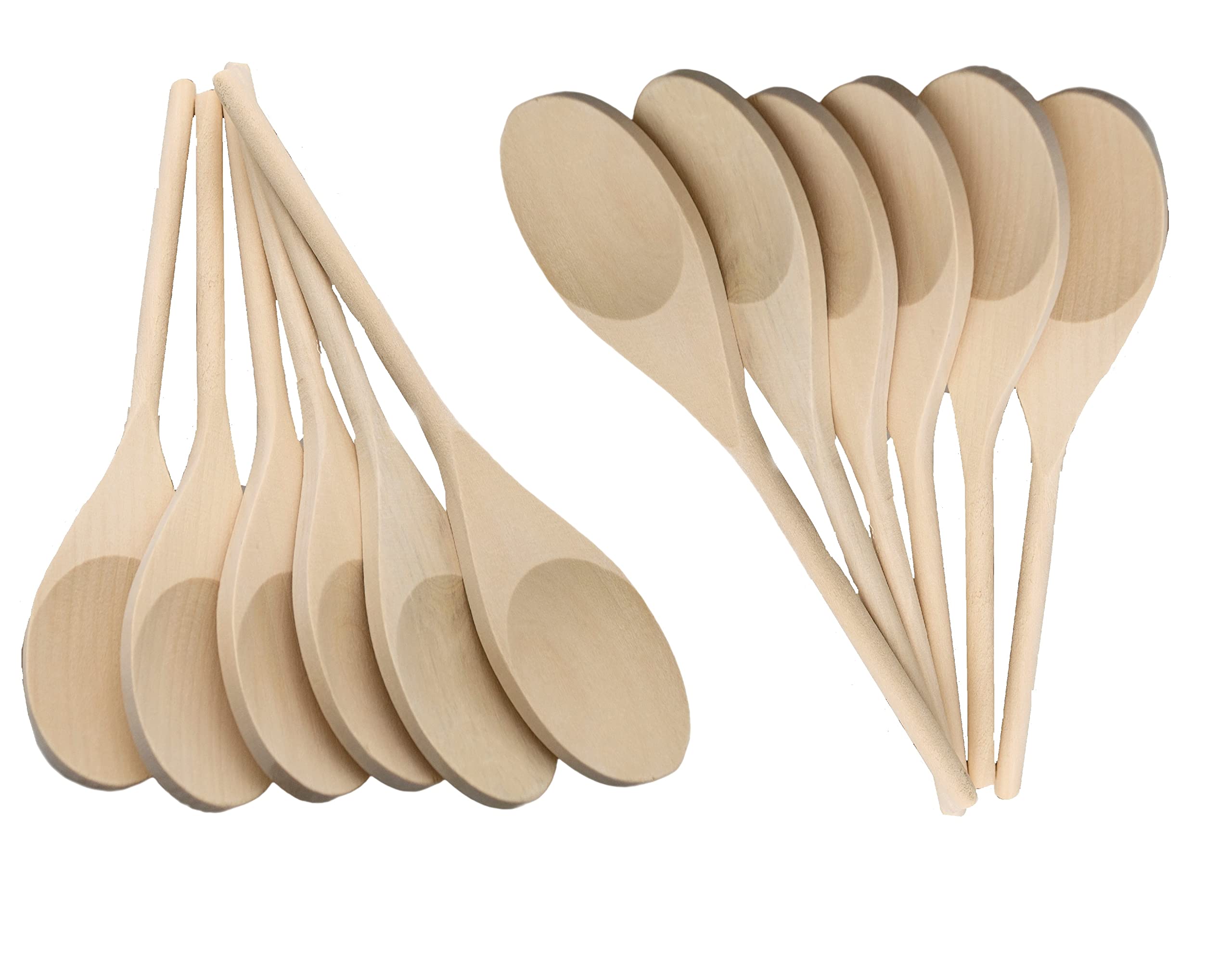 Craftplay Wooden Spoons - Natural Beechwood Mixing & Craft Utensils | Pack of 12 | 23.5cm Length