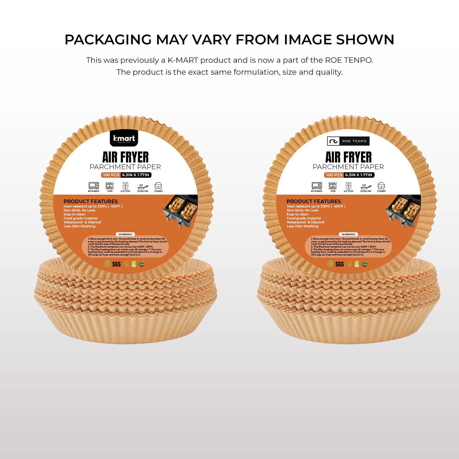 Roe Tenpo Air Fryer Liners - 100 Pcs Disposable Parchment Paper, 6.3 Inch Round, Non-Stick 2