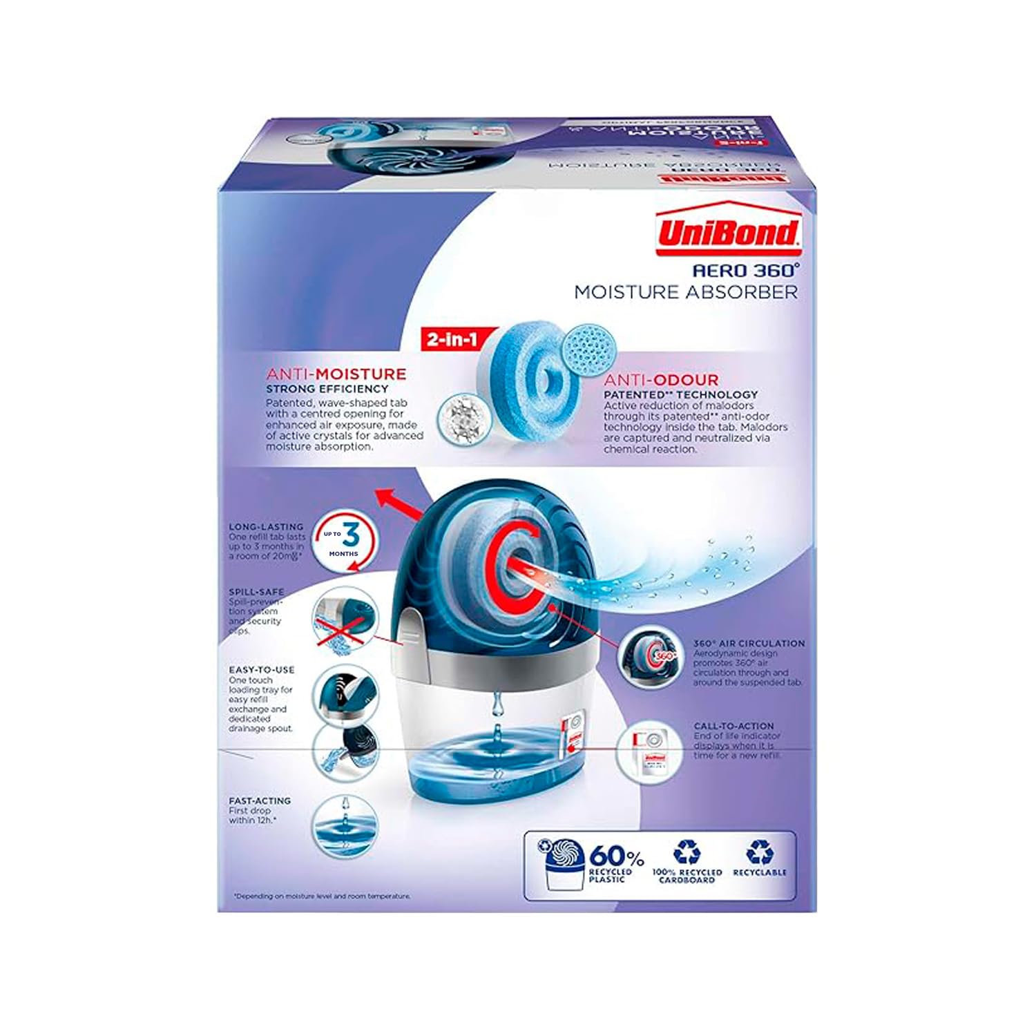 Unibond AERO 360º Lavender Humidity Absorber - Controls Moisture & Odours | Up to 20m² 9