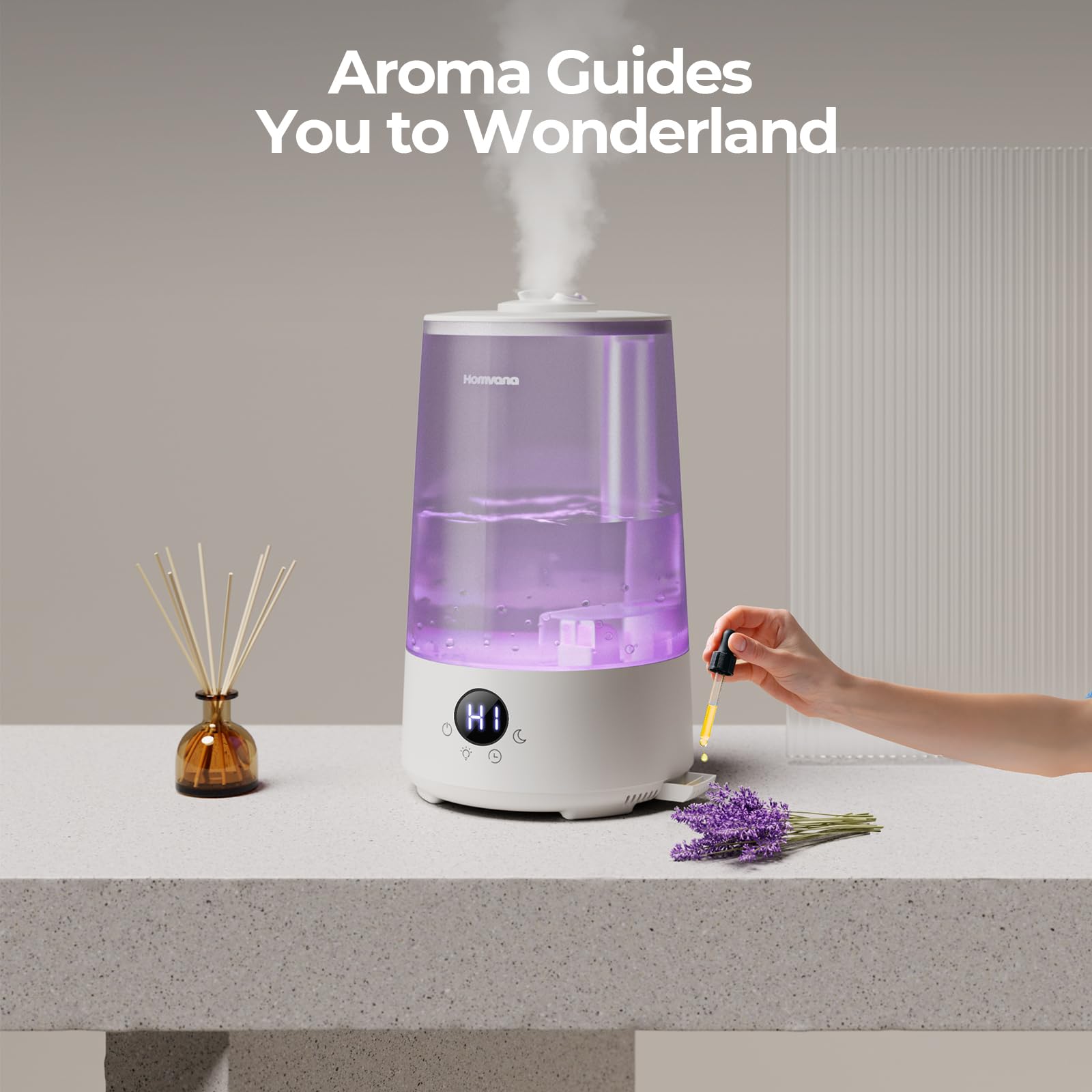 Homvana H101 3.6L Cool Mist Humidifier for Bedroom | Quiet Operation | 34-Hour Runtime 7