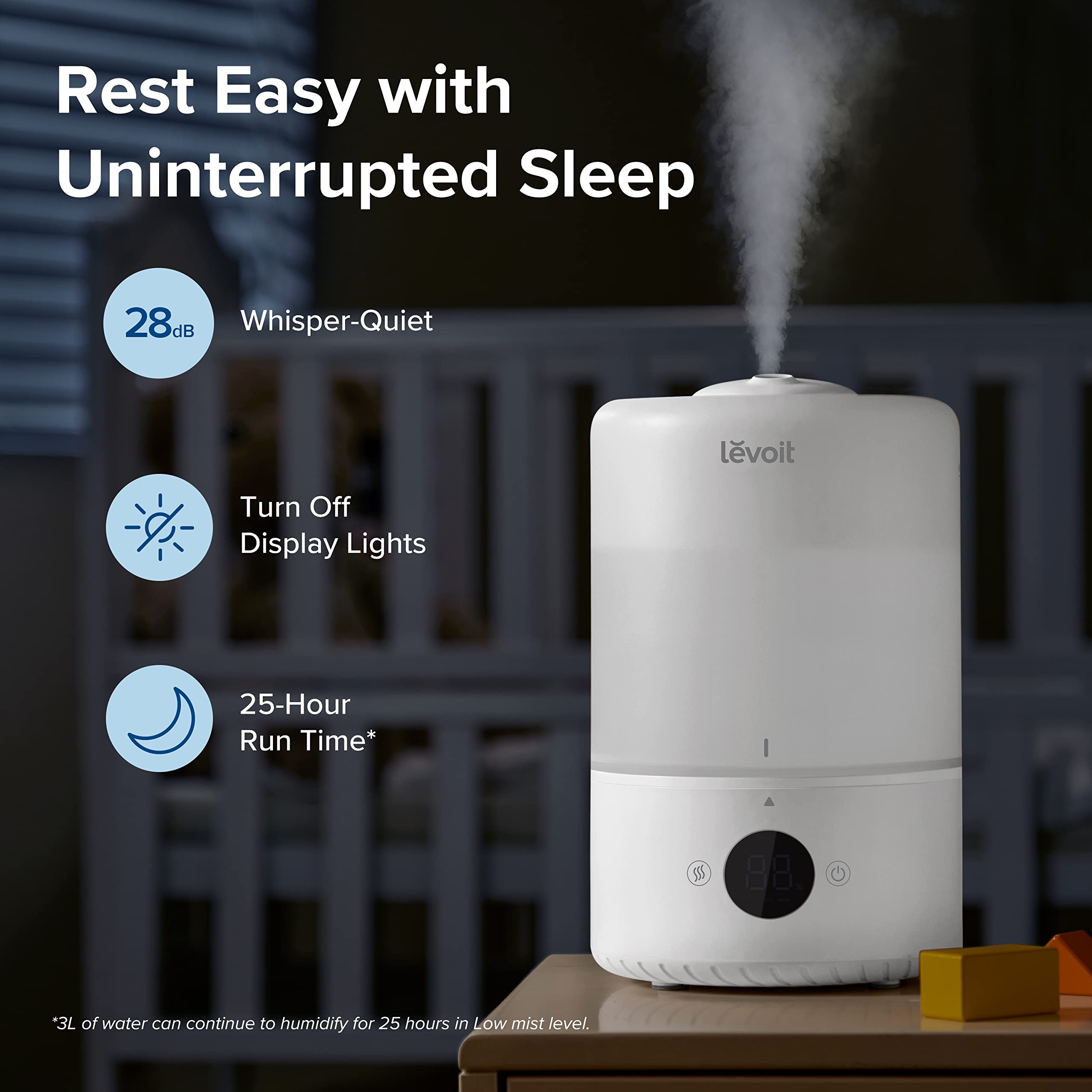 Levoit 3L Smart Cool Mist Humidifier - Top-Fill, Auto Mode, Up to 25H Run Time | Covers 27㎡ 4