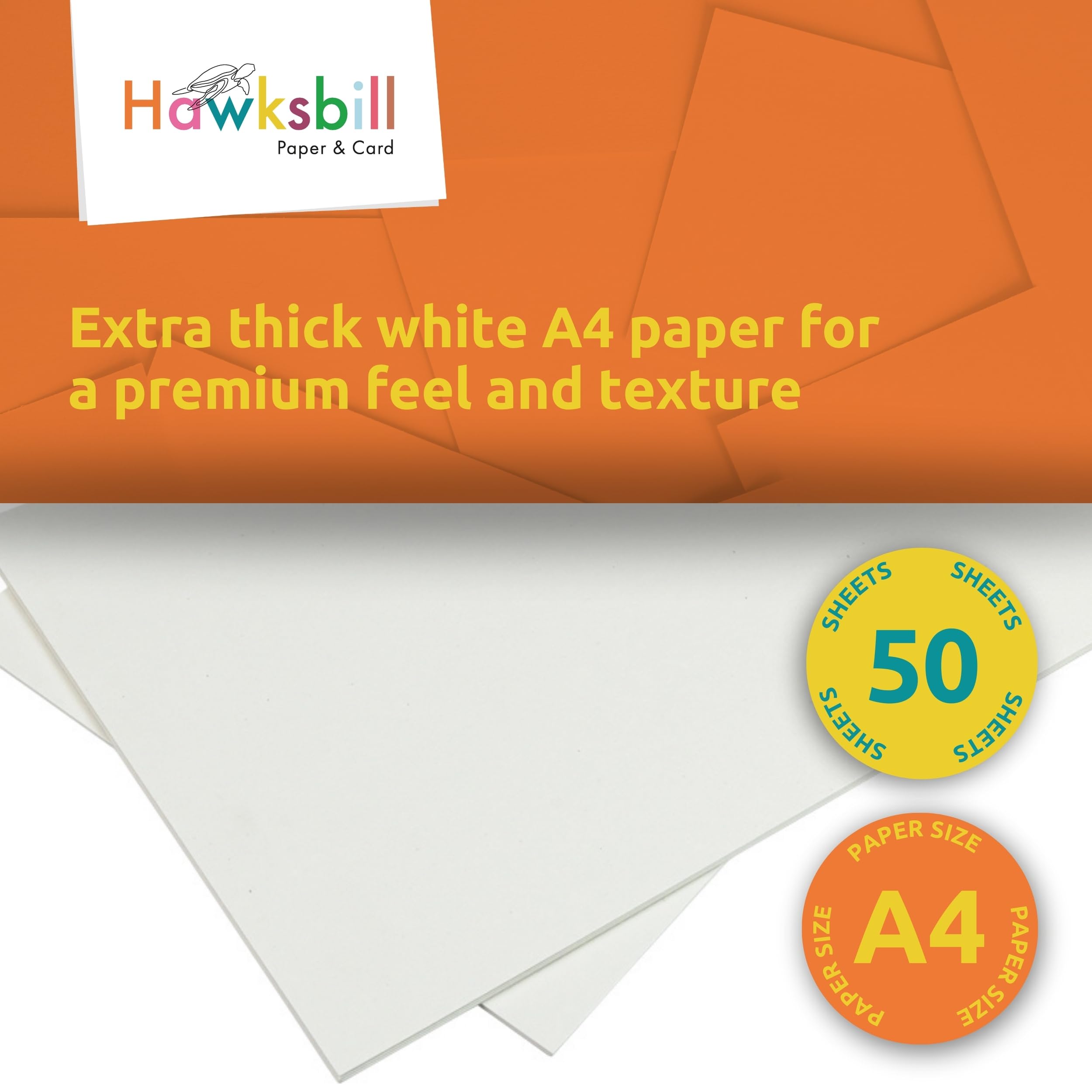 Hawksbill 300GSM A4 White Card Stock - 50 Pack Premium Thick Card for Crafts & Stationery 4