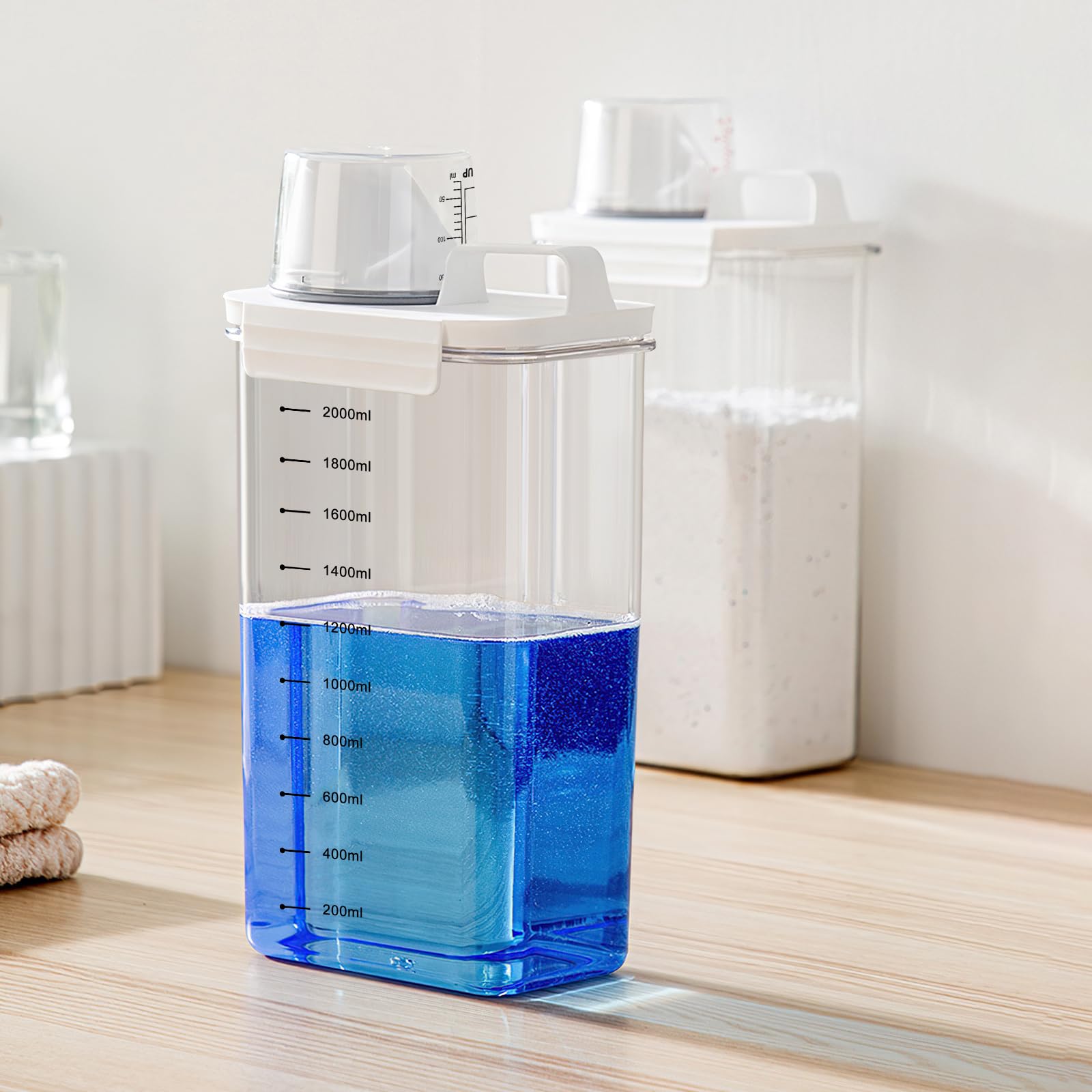 Woobroo 2.3L Airtight Laundry Detergent Dispenser - Dust-Free & Spill-Free Storage | 2300ml Capacity 3
