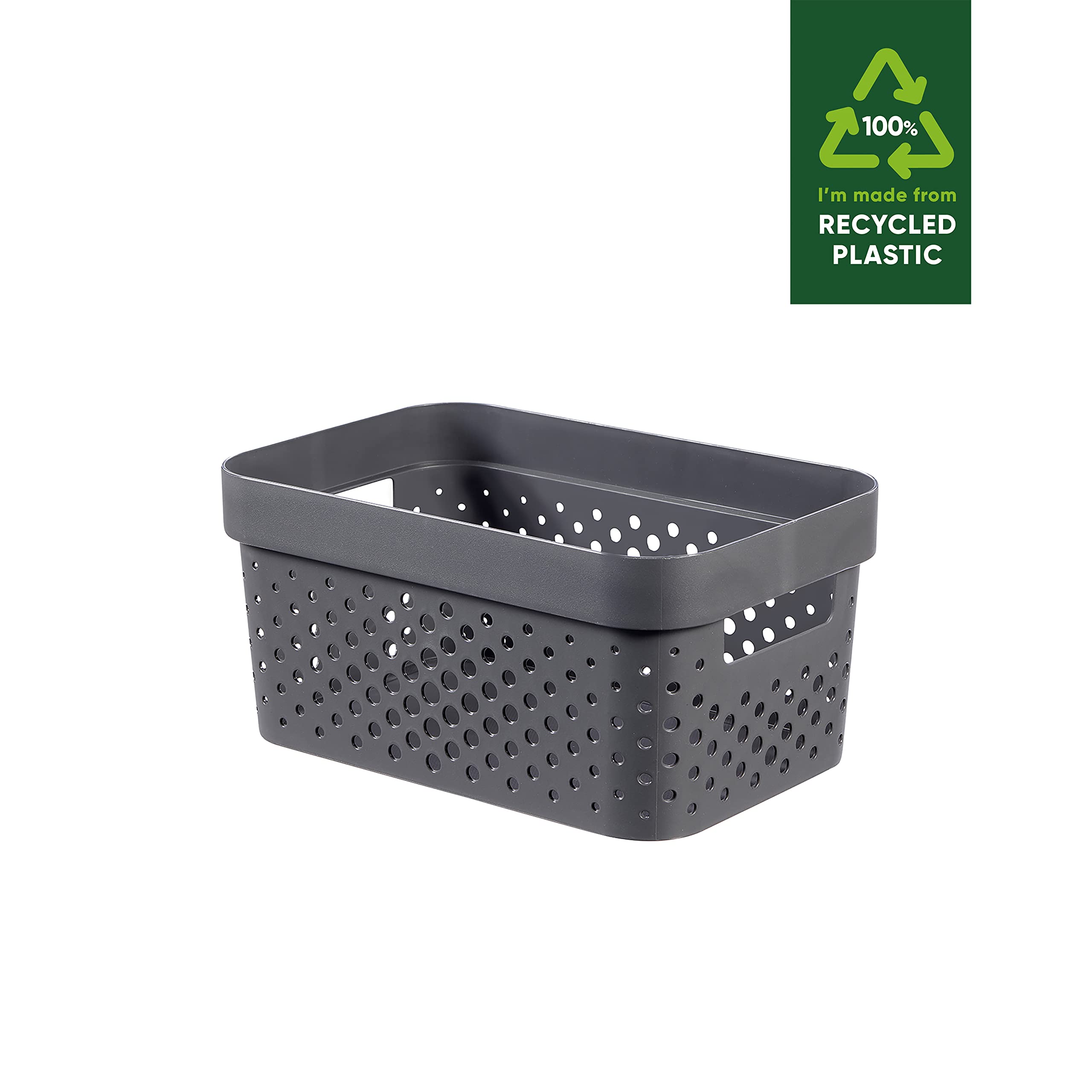 CURVER Infinity Dots Set of 4 Rectangular 4.5L Storage Boxes | 100% Recycled Resin | Dark Grey 2