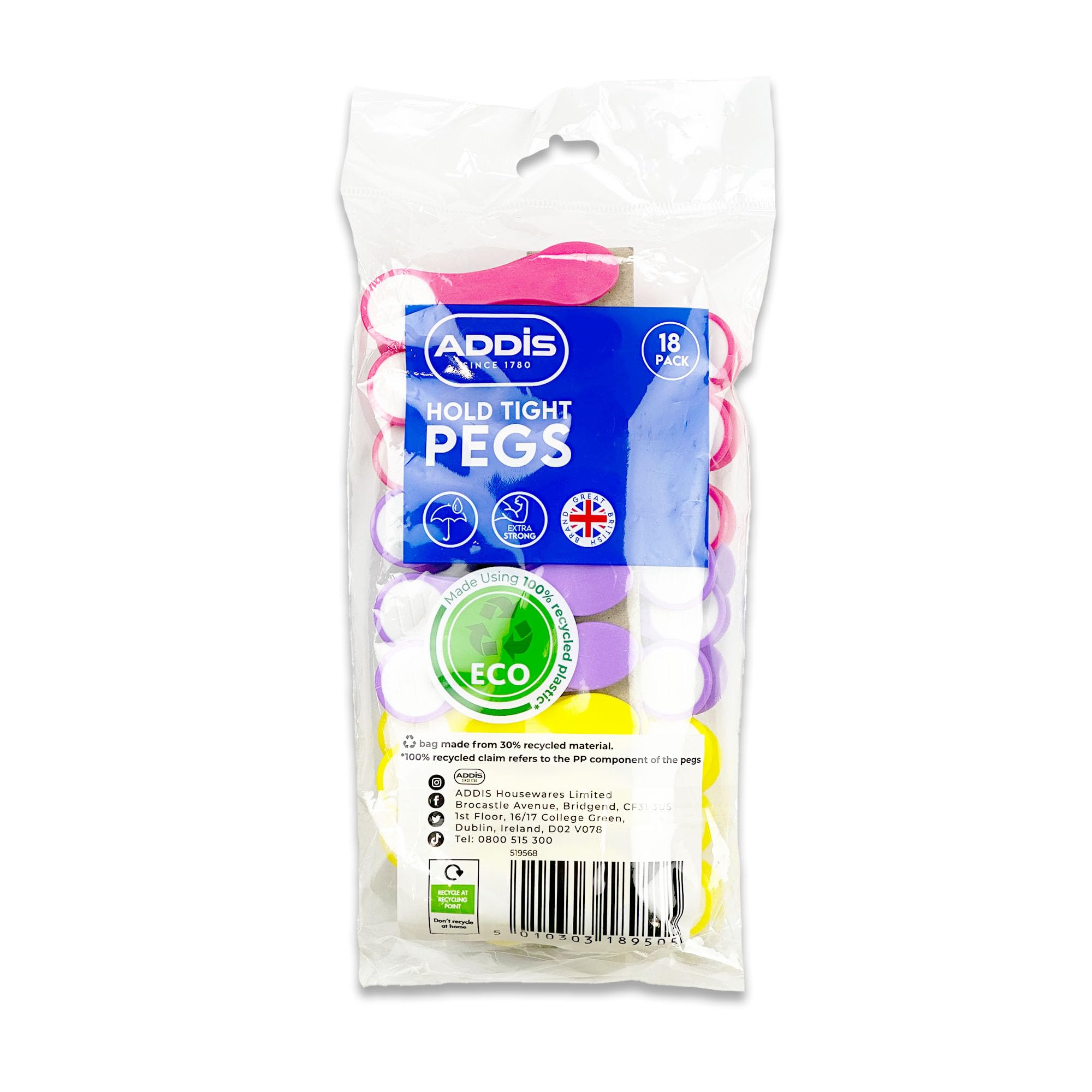 Addis Soft Easy Grip Clothes Pegs - Strong Hold, Anti-Marking Grip | Pack of 18 Mixed Colors 3