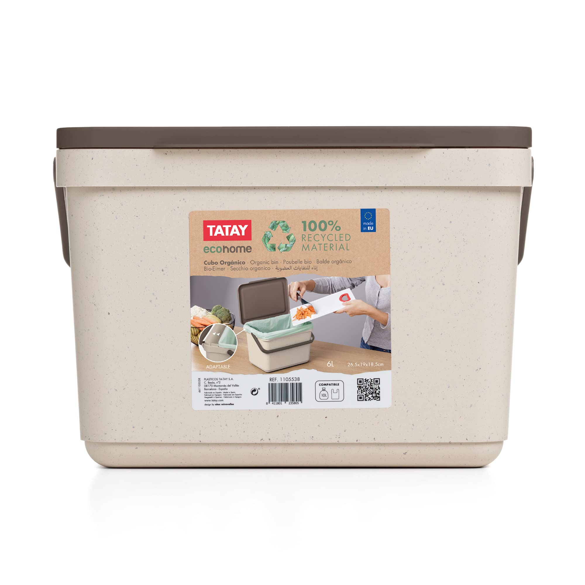 TATAY Kitchen Food Waste Compost Caddy Bin - 6L Capacity | Freestanding | Odour Control Lid 2