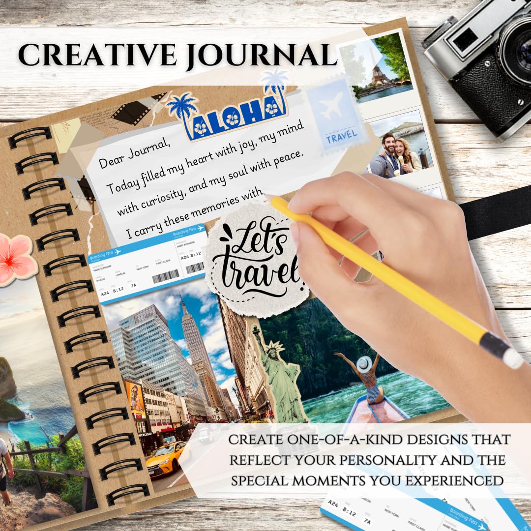 Creavvee Kraft Paper Scrapbook Album - Spiral-Bound, 20x20 cm, 100 Pages | Brown 6