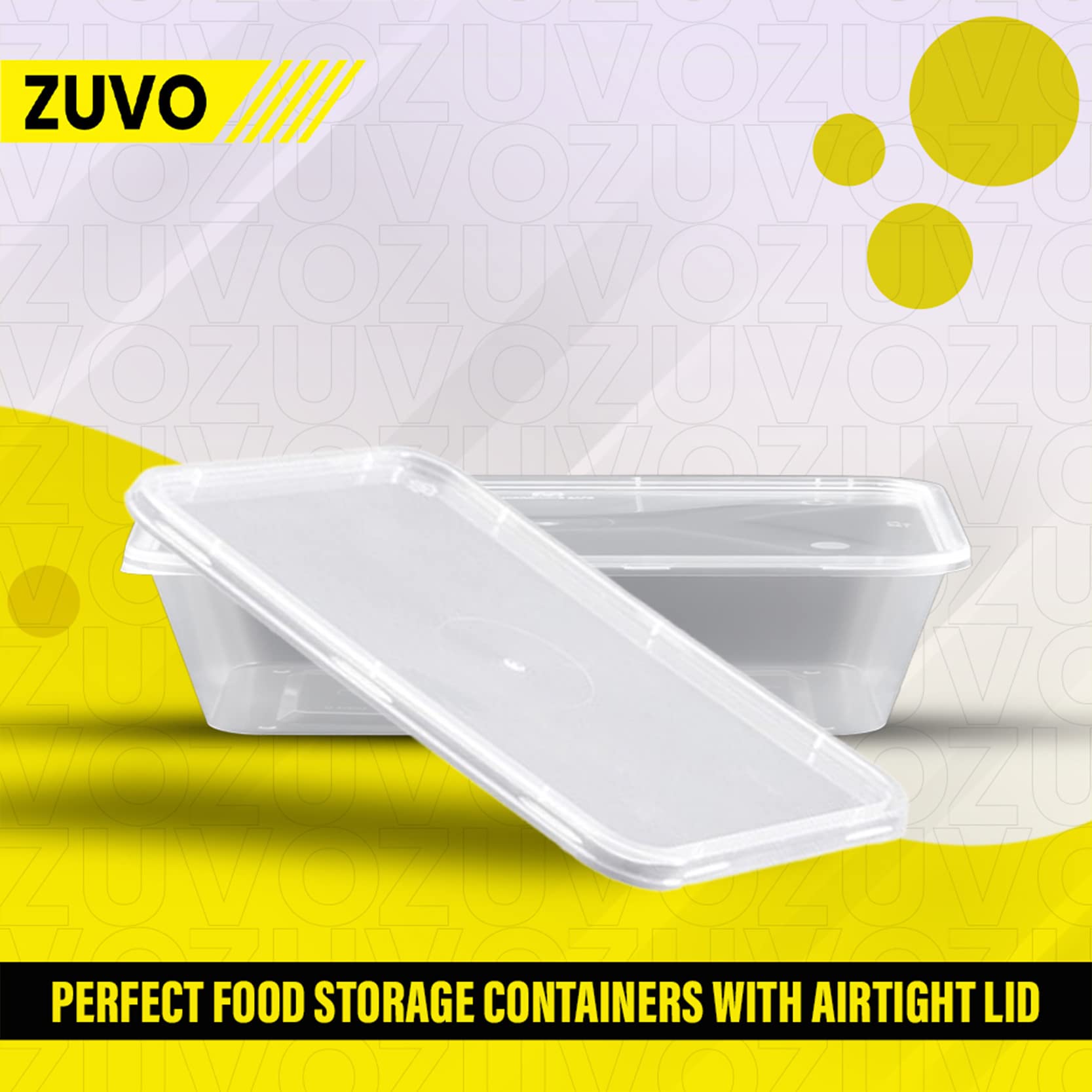 Zuvo Plastic Food Containers - 1000 ML (35 oz) | Pack of 50 | Microwave, Freezer & Dishwasher Safe 5