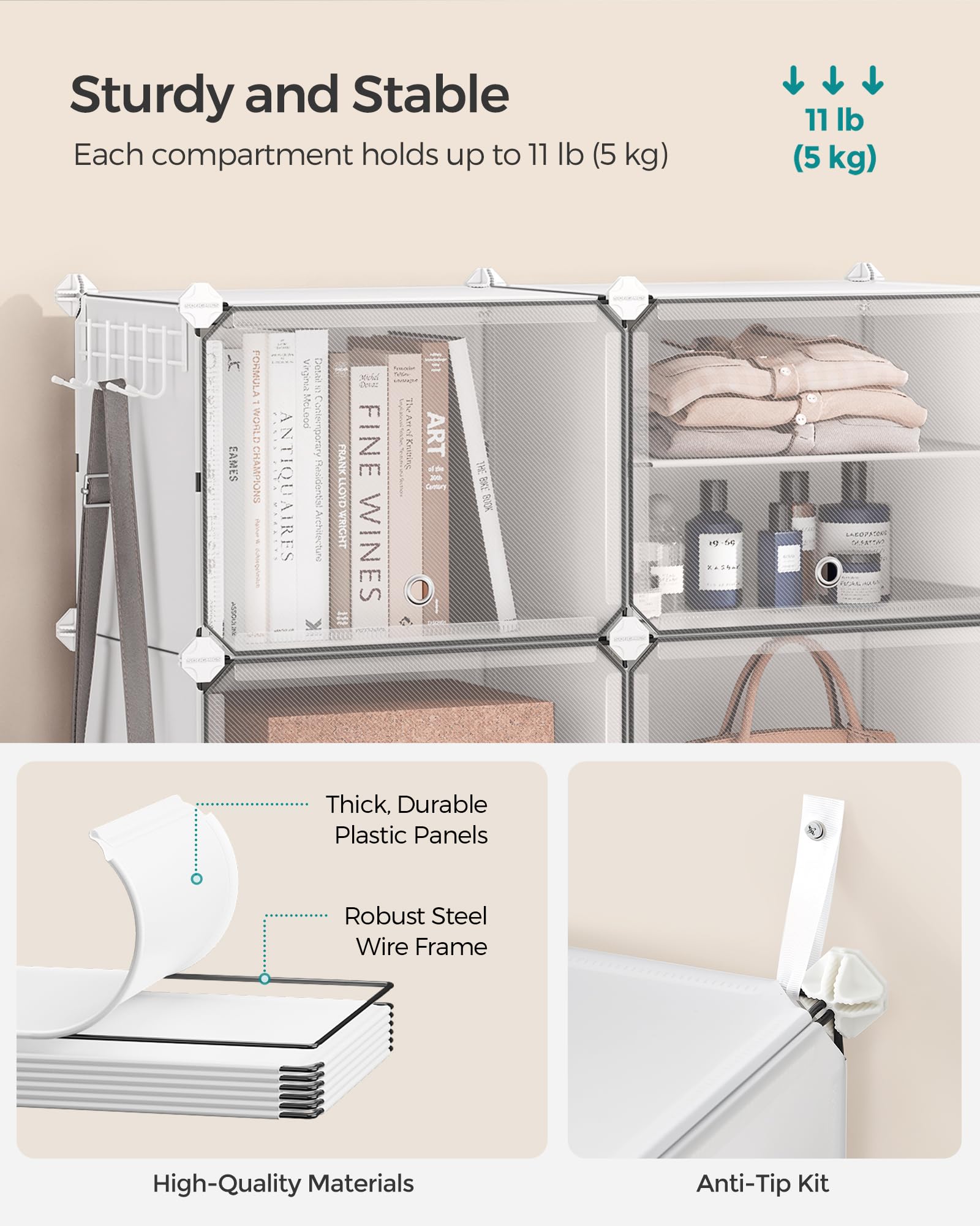 SONGMICS Modular Interlocking Shoe Rack - 12 Slots | Steel Frame | White 5