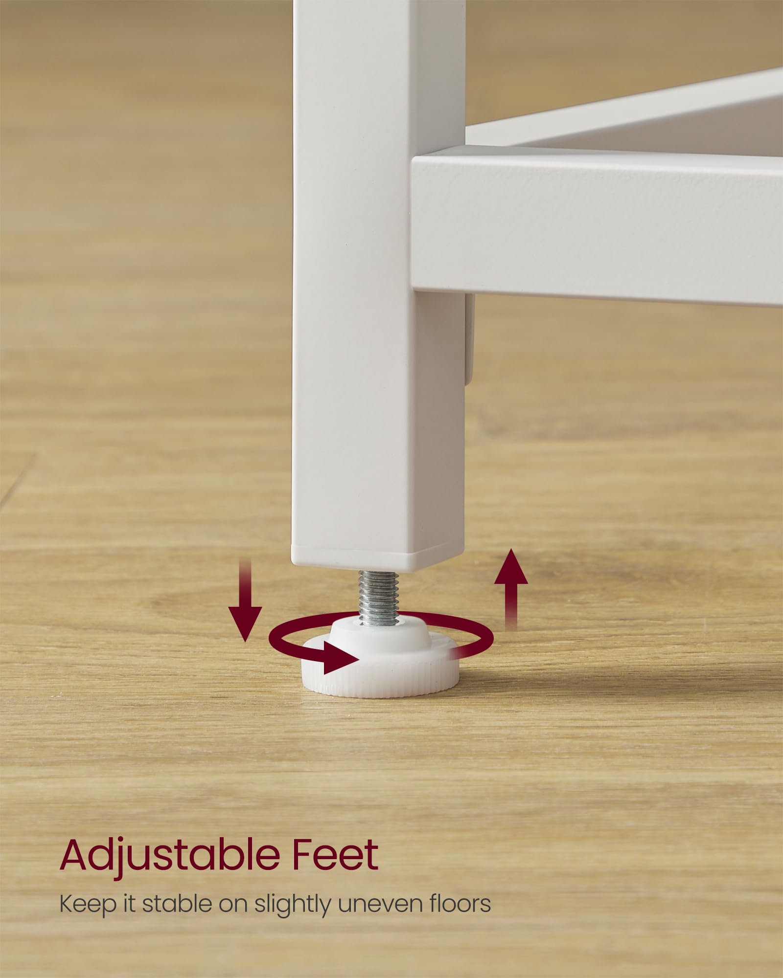 VASAGLE Computer Desk - Compact 80 x 50 cm Workstation | Maple White | Adjustable Feet 6