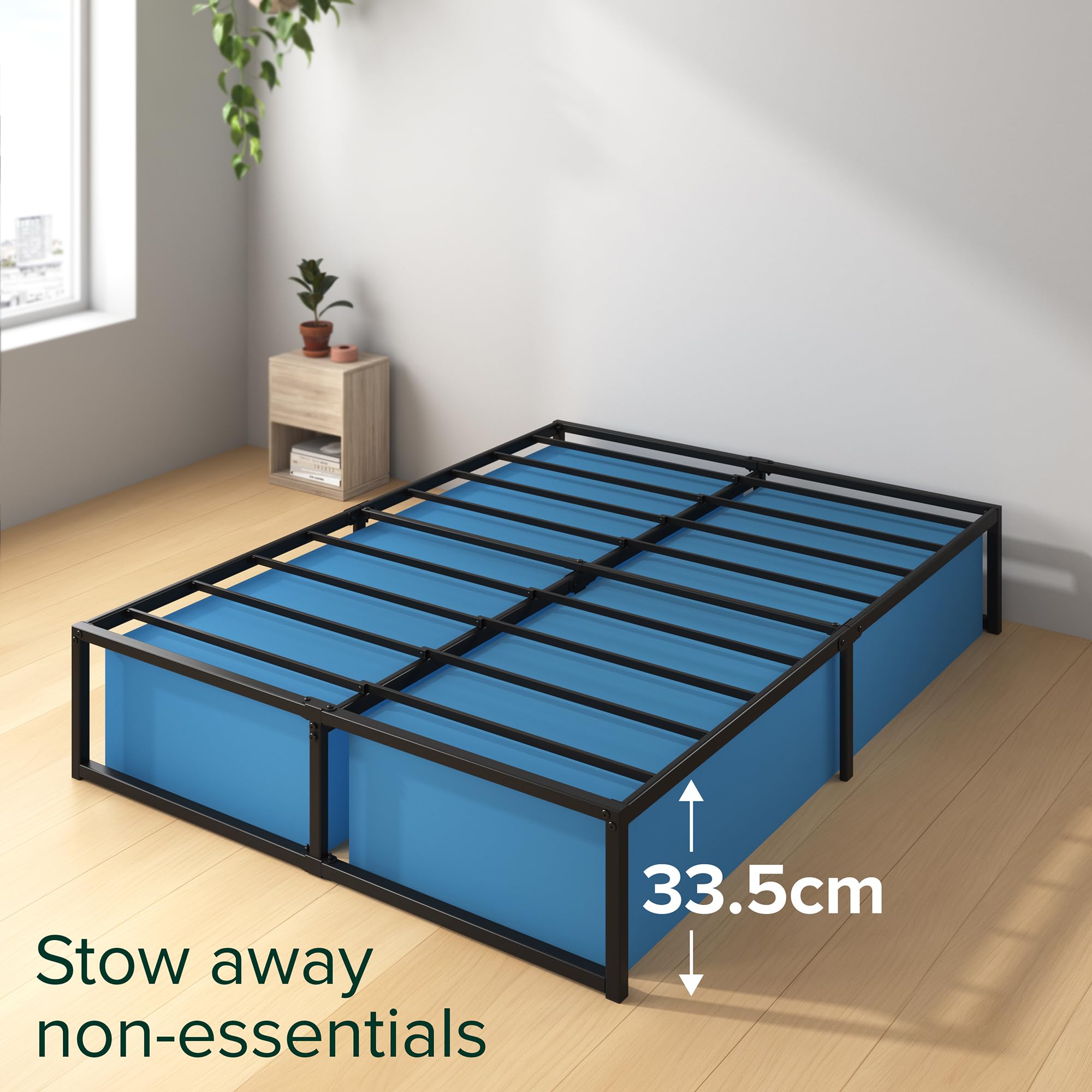 Zinus Lorelai Double Bed Frame - 135x190 cm Size | 36 cm Height | Black Metal 5