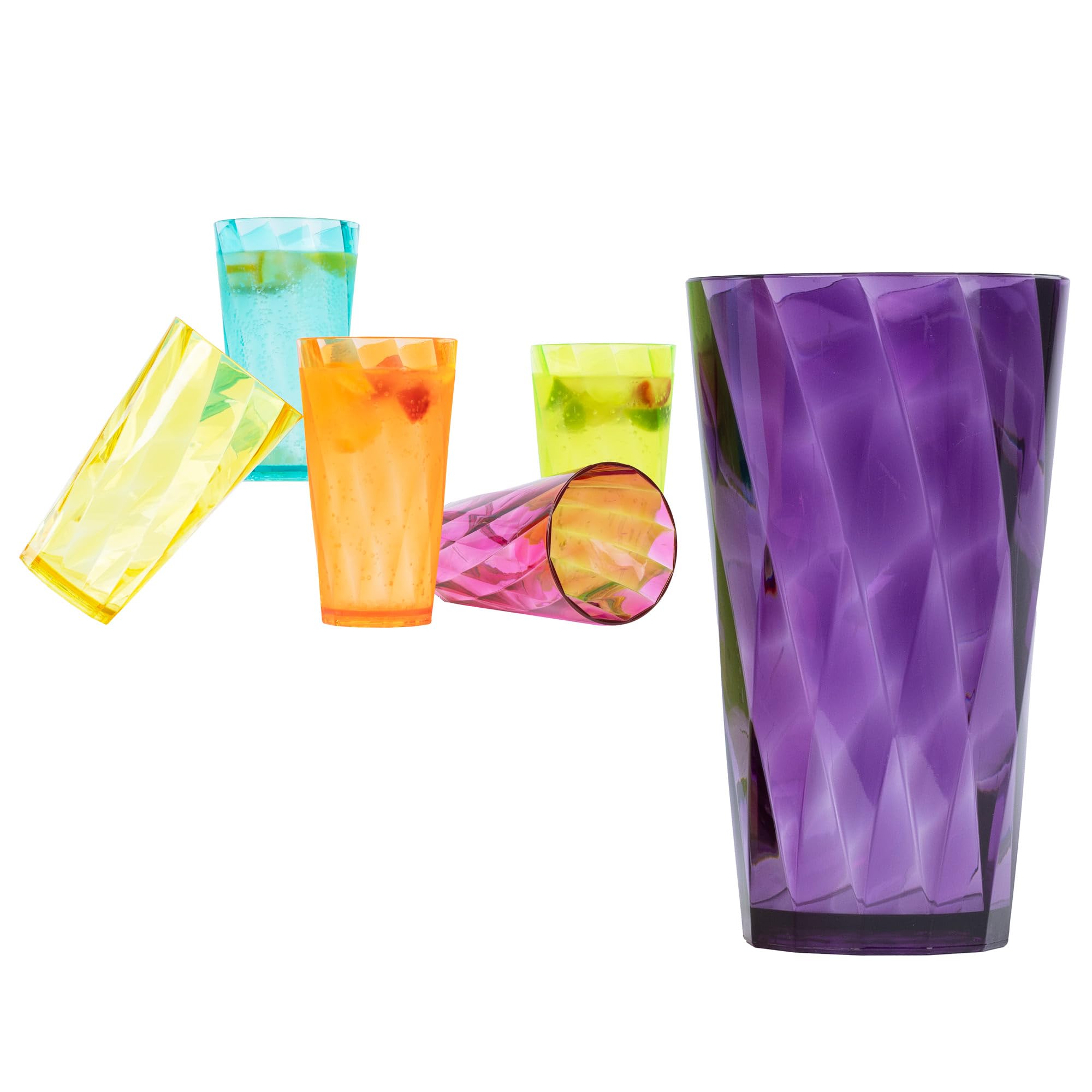 LIVIVO Set of 6 Acrylic Tumblers - 600ml Capacity | Rainbow Gradient Design | Dishwasher Safe