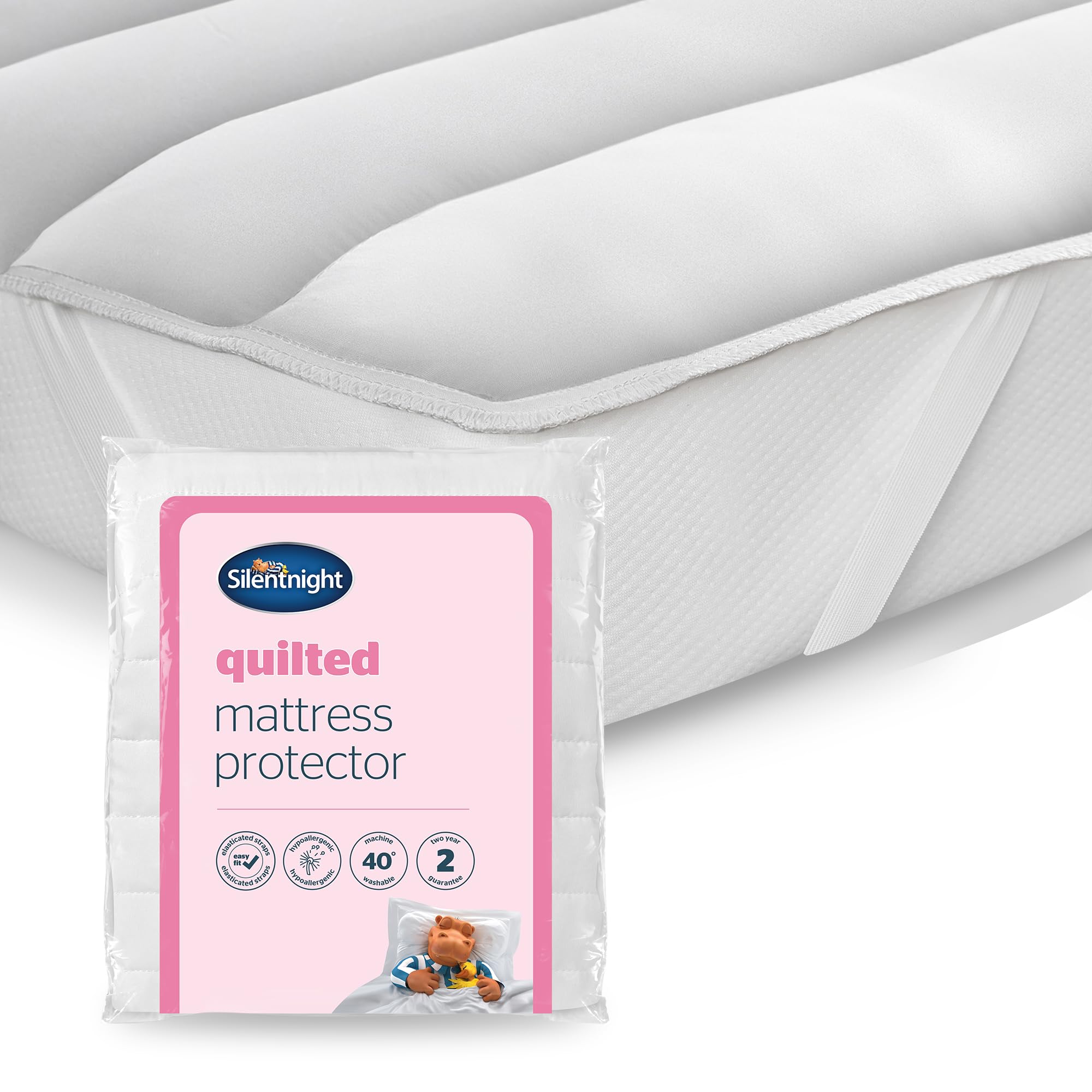 Silentnight Quilted Polyester Mattress Protector - Single, White | Hypoallergenic & Machine Washable 1