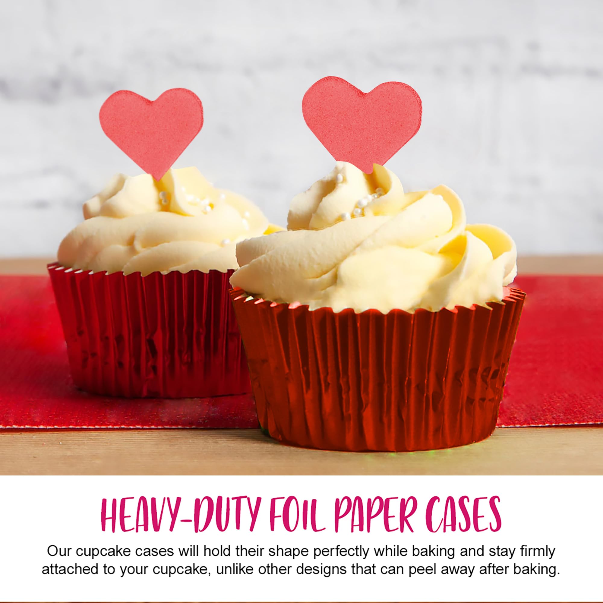 Anniversary House Red Foil Cupcake Cases - 45 Count | Heavy-Duty Foil | Fits Standard Tins 5